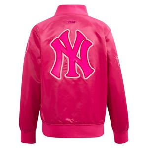 Pro Standard Big Girls' MLB New York Yankees Triple Pink Satin Jacket