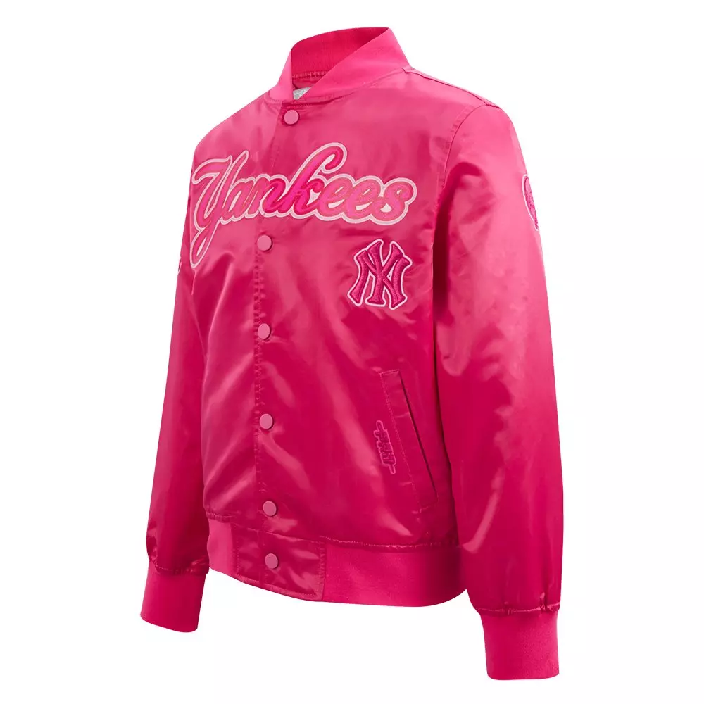 Pro Standard Big Girls' MLB New York Yankees Triple Pink Satin Jacket - PINK
