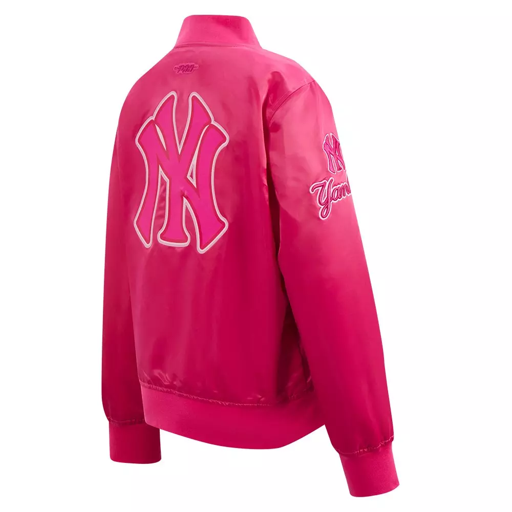 Pro Standard Big Girls' MLB New York Yankees Triple Pink Satin Jacket - PINK