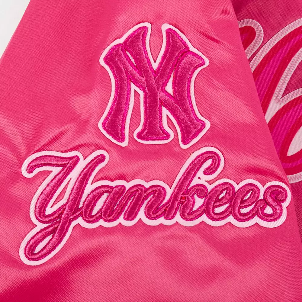Pro Standard Big Girls' MLB New York Yankees Triple Pink Satin Jacket - PINK