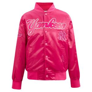 Pro Standard Big Girls' MLB New York Yankees Triple Pink Satin Jacket