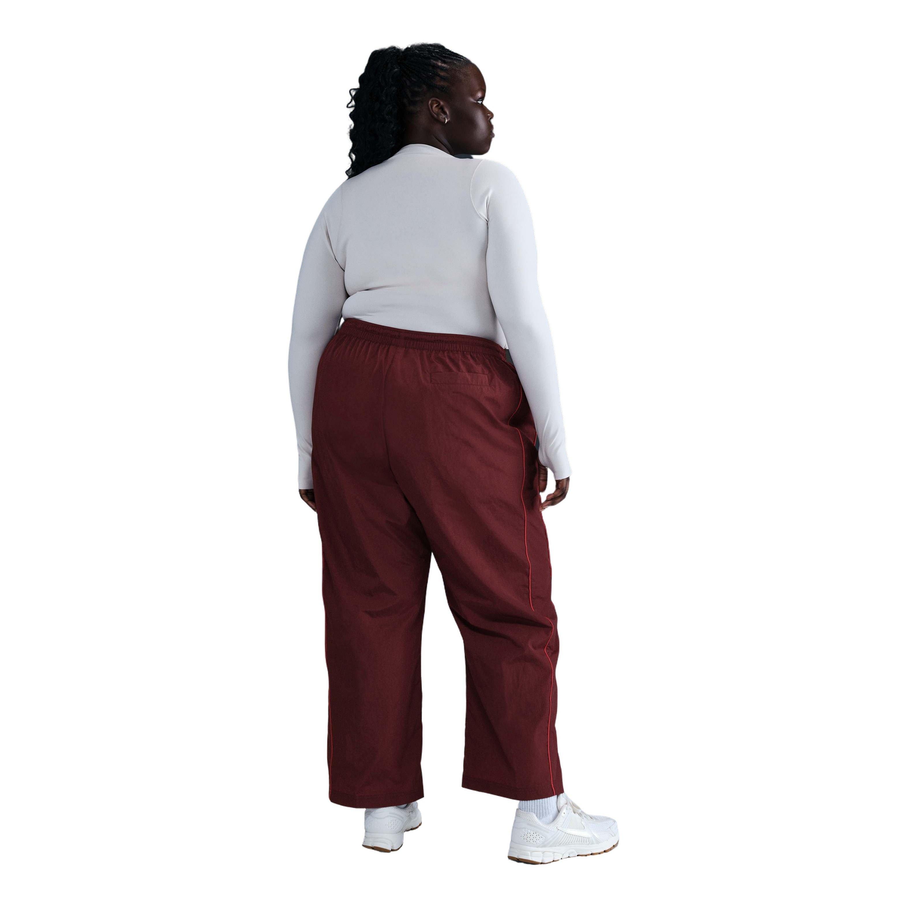 Nike Women's Windrunner High-Waisted Open-Hem Woven Pants - Red - RED Thumbnail View 4