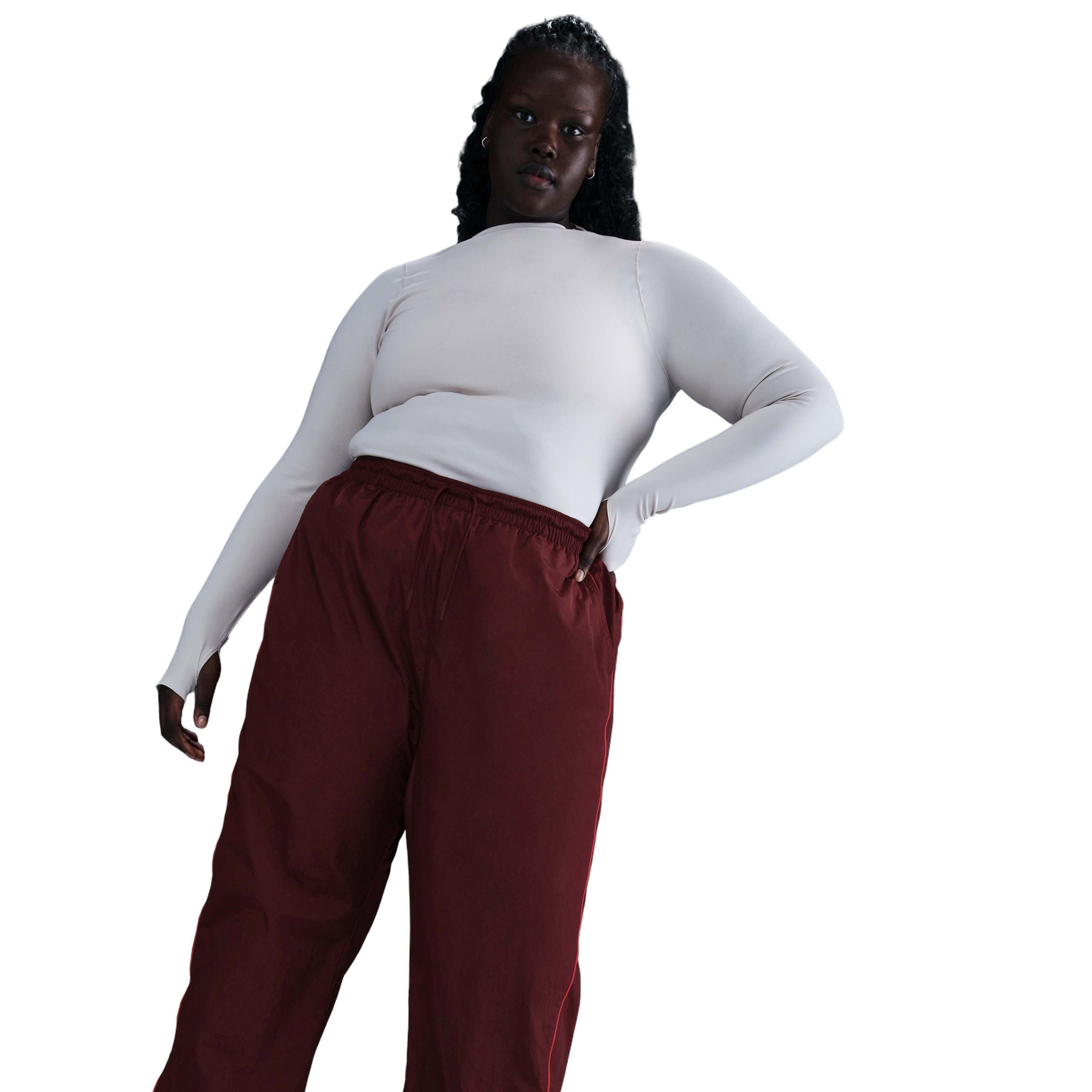 Nike Women's Windrunner High-Waisted Open-Hem Woven Pants - Red - RED Thumbnail View 5