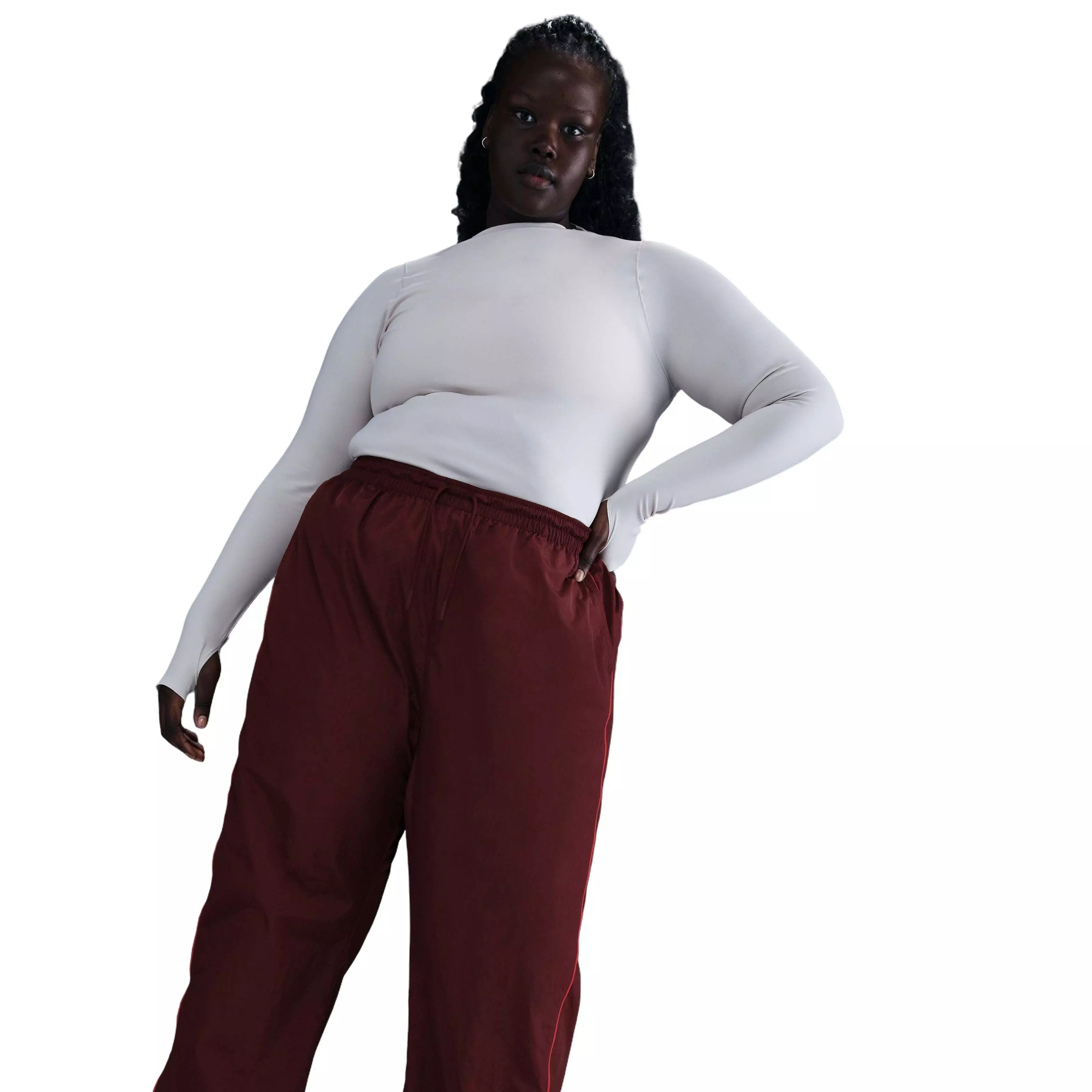 Nike Women's Windrunner High-Waisted Open-Hem Woven Pants - Red - RED