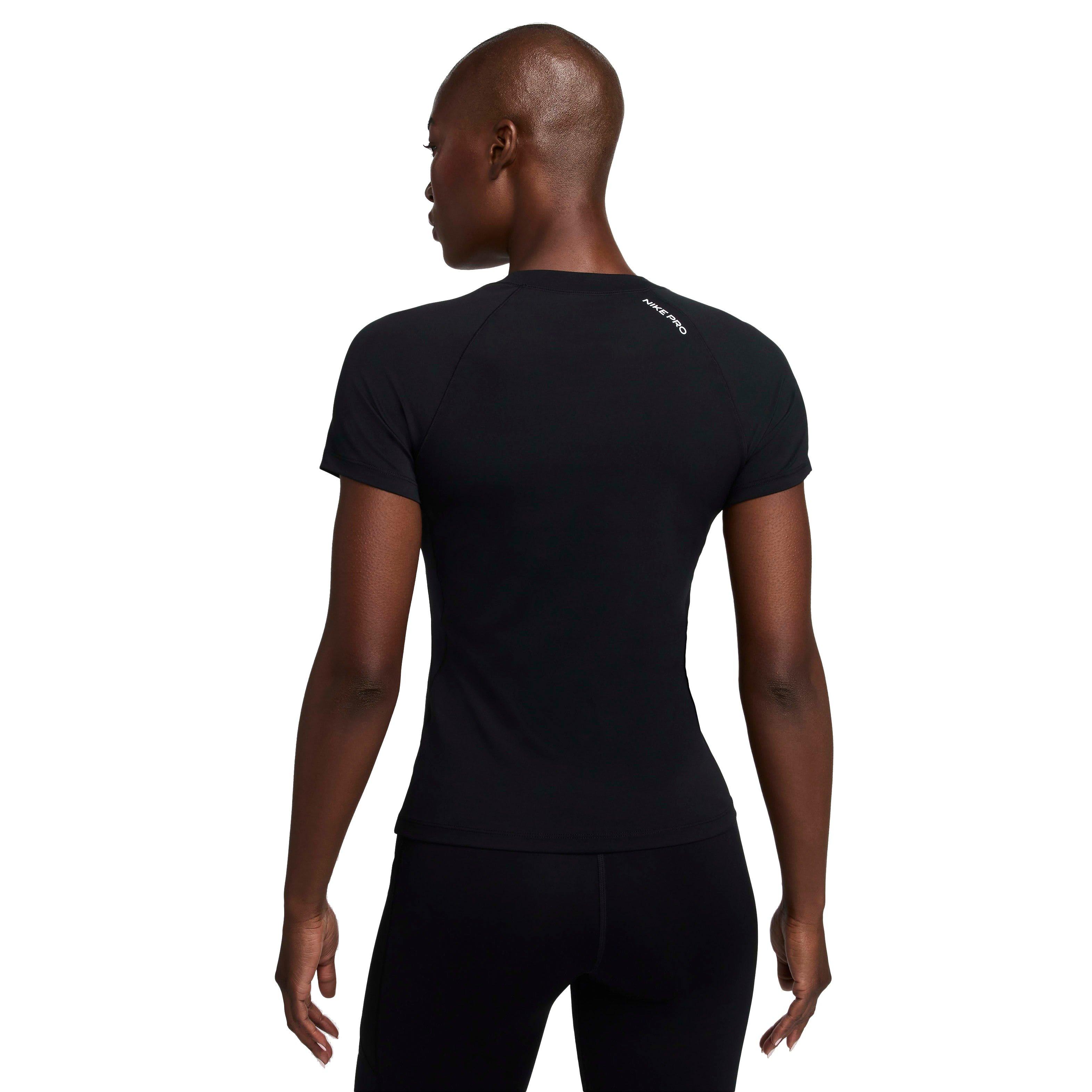 Nike Women's Pro Dri-FIT Short-Sleeve Top - Black - BLACK Thumbnail View 2
