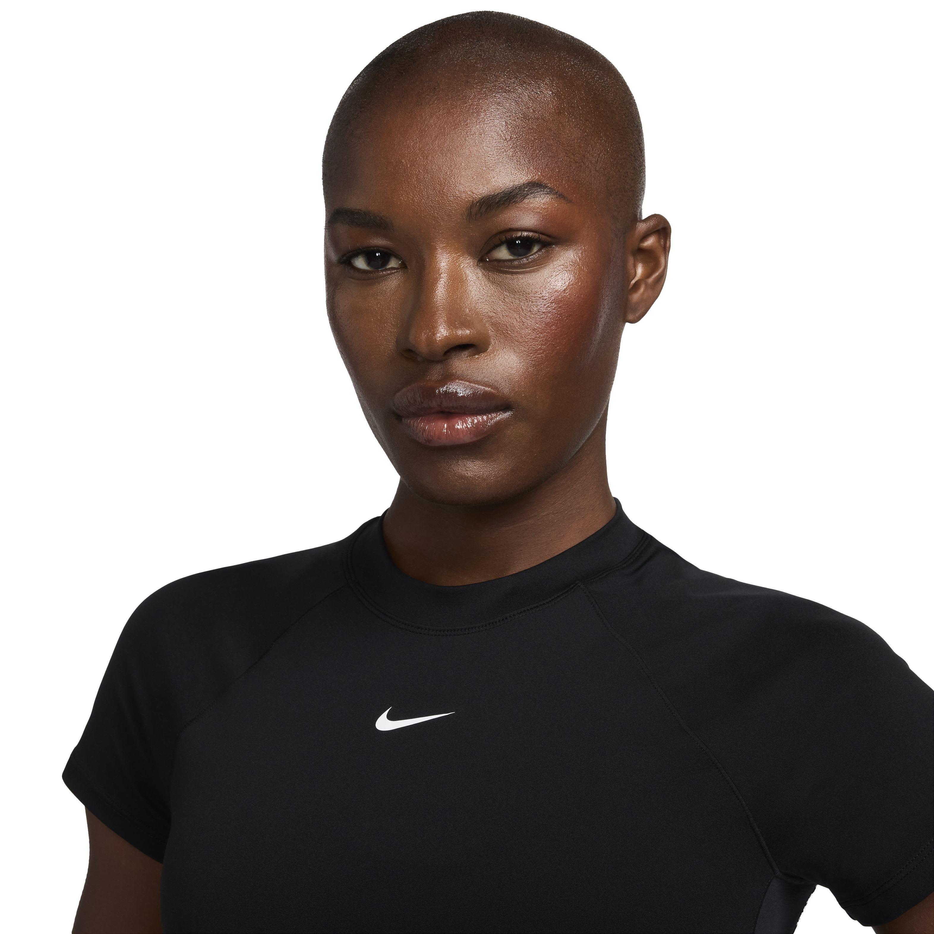 Nike Women's Pro Dri-FIT Short-Sleeve Top - Black - BLACK Thumbnail View 3