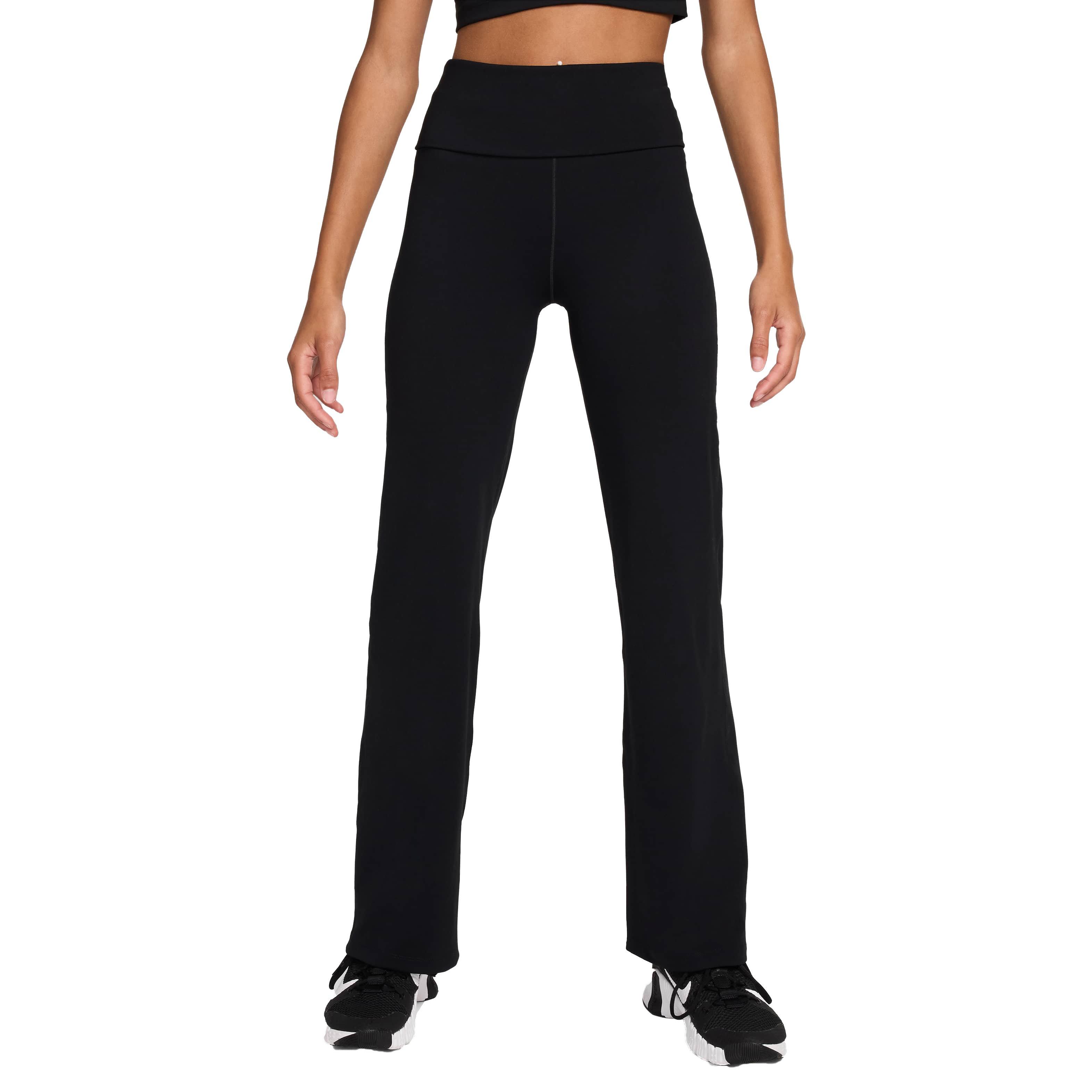 Nike One Women's Dri-FIT High-Waisted Fold-Over Pants -Black - BLACK