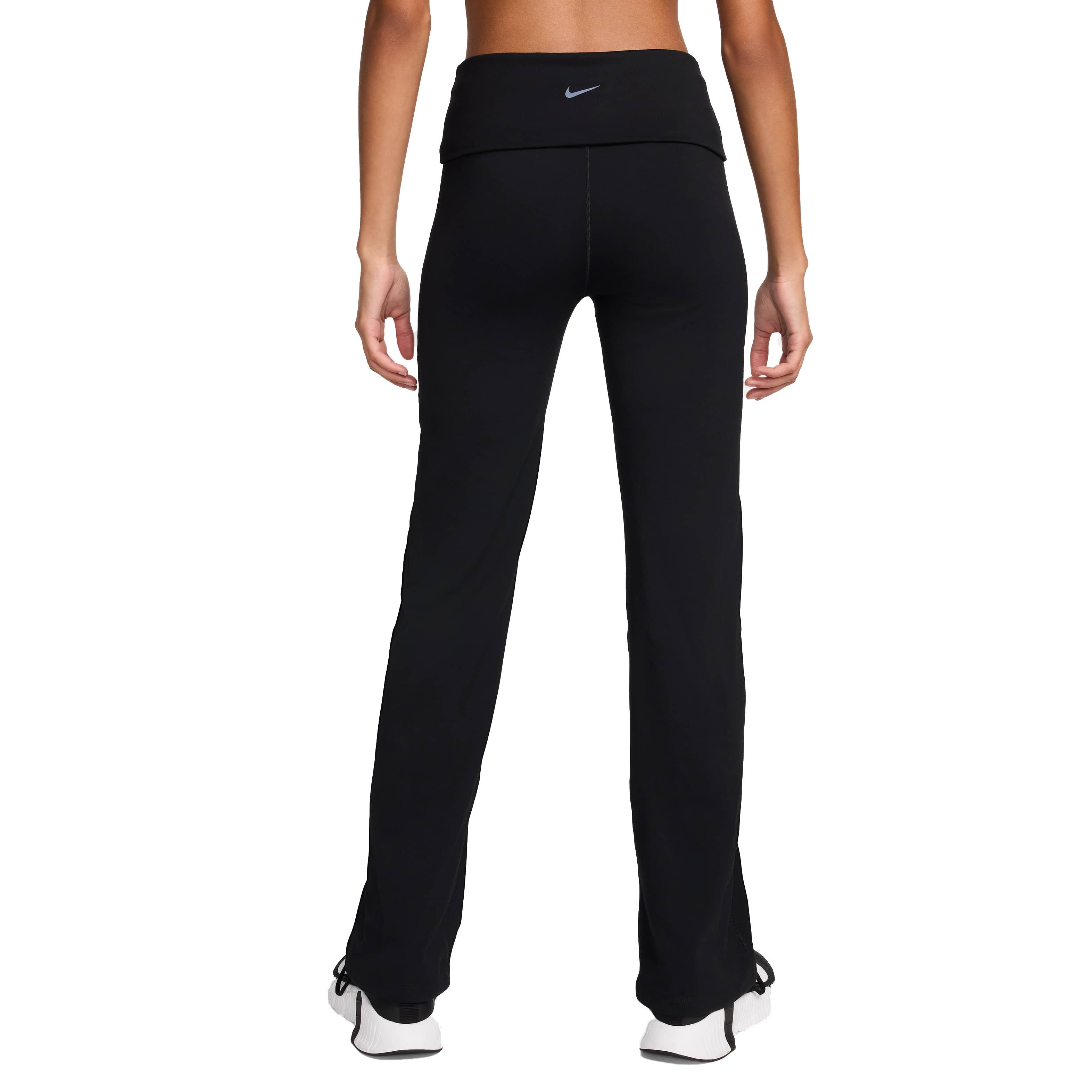 Nike One Women's Dri-FIT High-Waisted Fold-Over Pants -Black - BLACK Thumbnail View 2