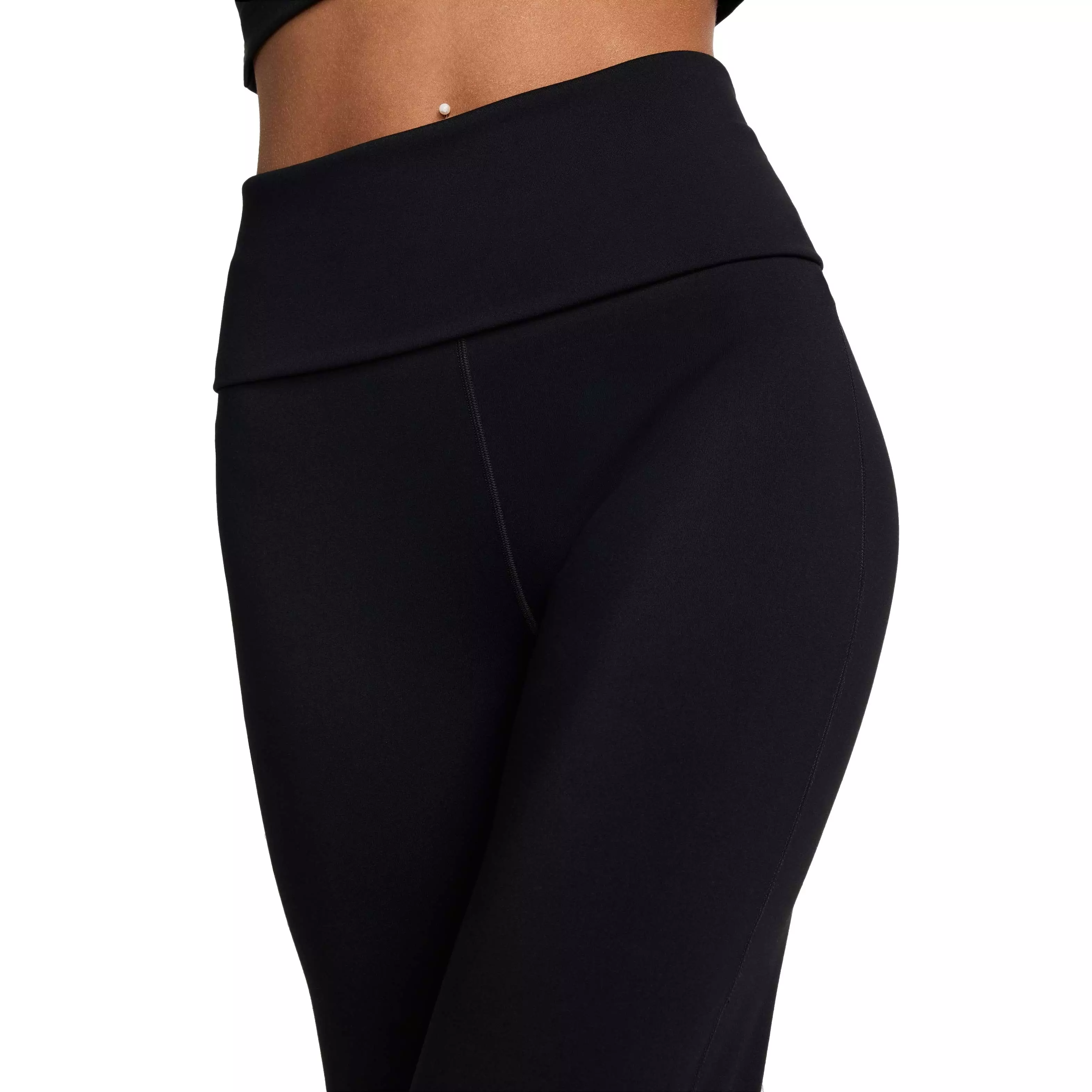Nike One Women's Dri-FIT High-Waisted Fold-Over Pants -Black - BLACK