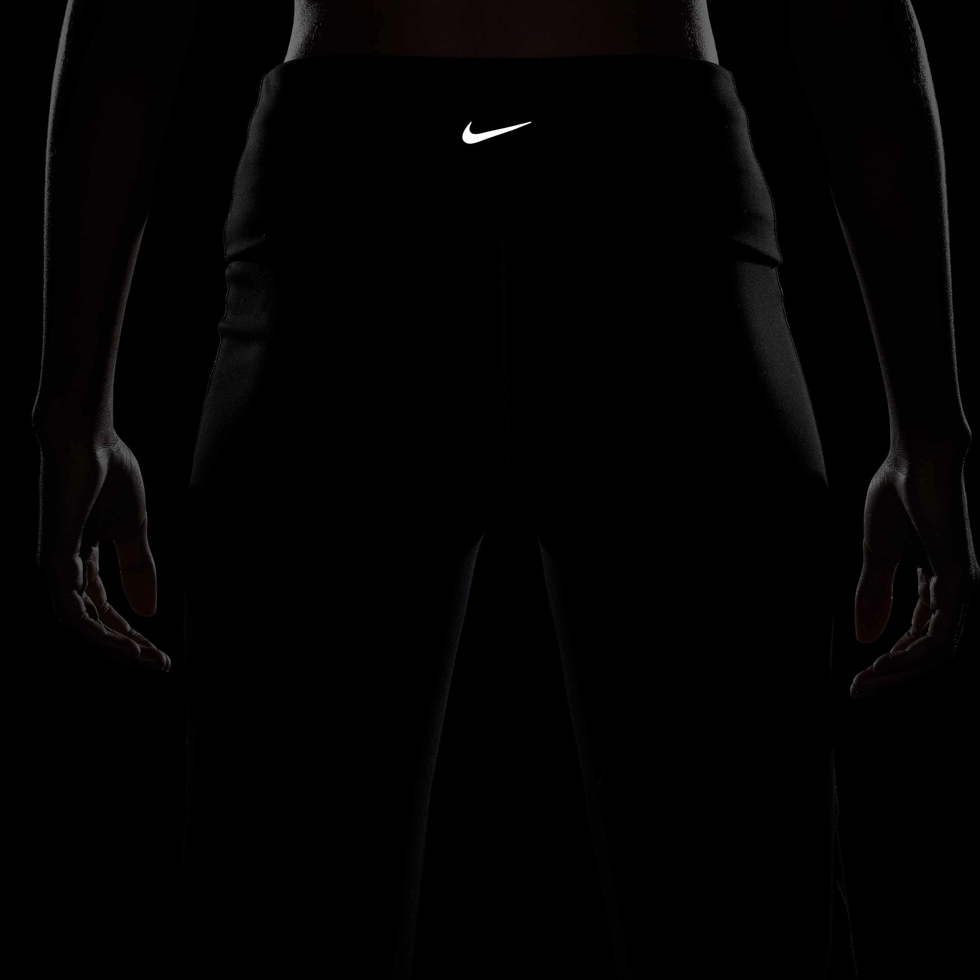 Nike One Women's Dri-FIT High-Waisted Fold-Over Pants - Black - BLACK Thumbnail View 8