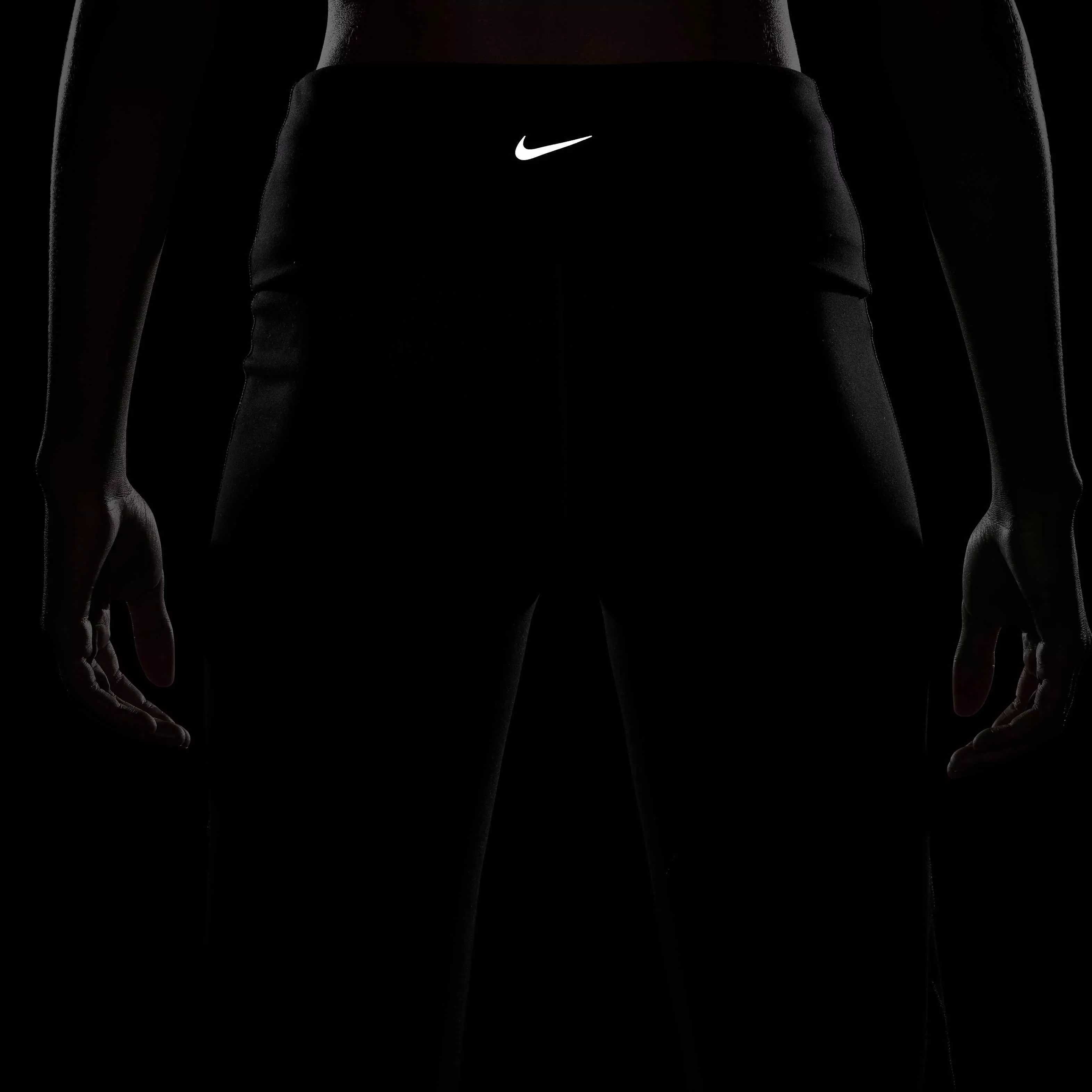 Nike One Women's Dri-FIT High-Waisted Fold-Over Pants -Black - BLACK