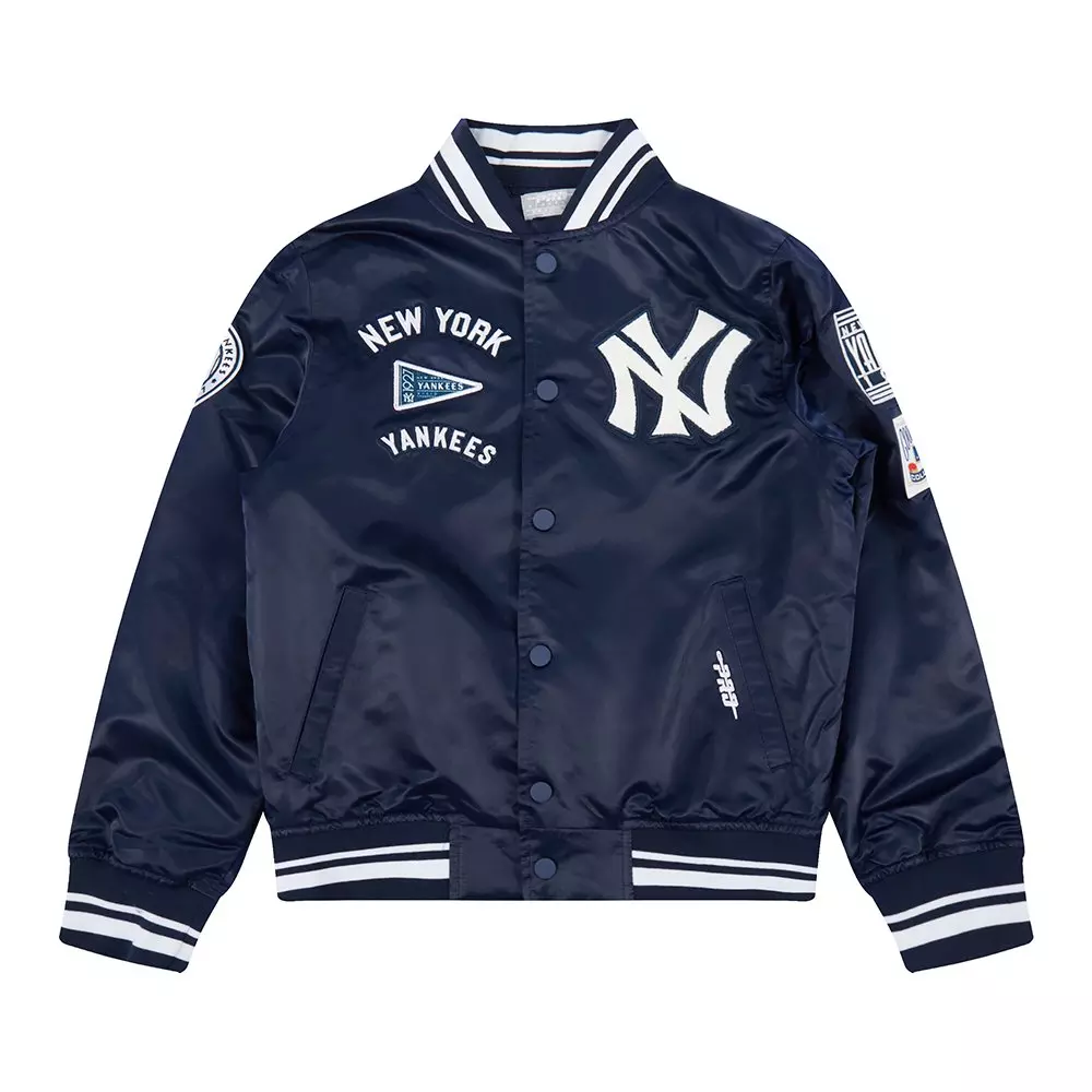 Pro Standard Big Boys' MLB New York Yankees Retro Classic Rib Satin Jacket - Navy - NAVY