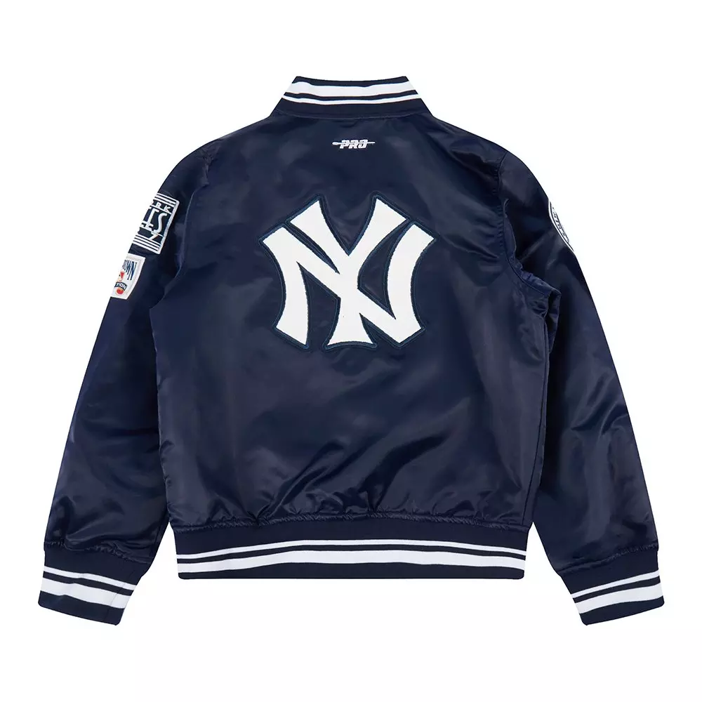 Pro Standard Big Boys' MLB New York Yankees Retro Classic Rib Satin Jacket - Navy - NAVY