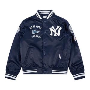 Pro Standard Big Boys' MLB New York Yankees Retro Classic Rib Satin Jacket -Navy