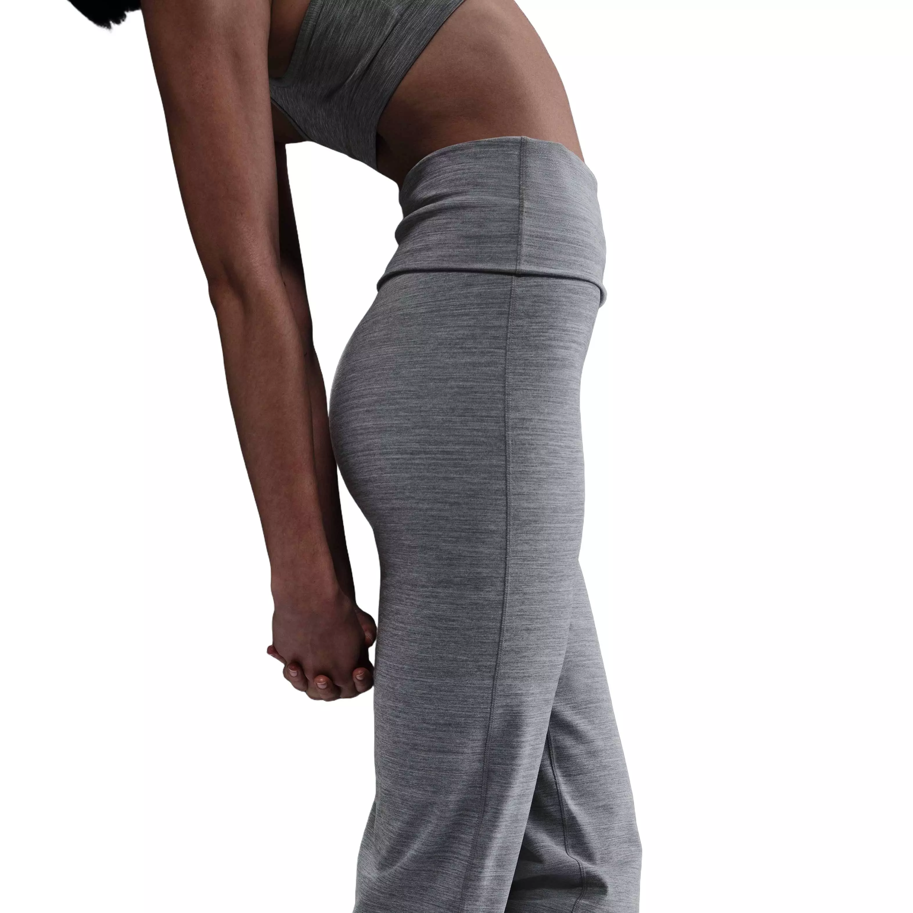 Nike Women's One Dri-FIT High-Waisted Fold-Over Pants - Grey - GREY