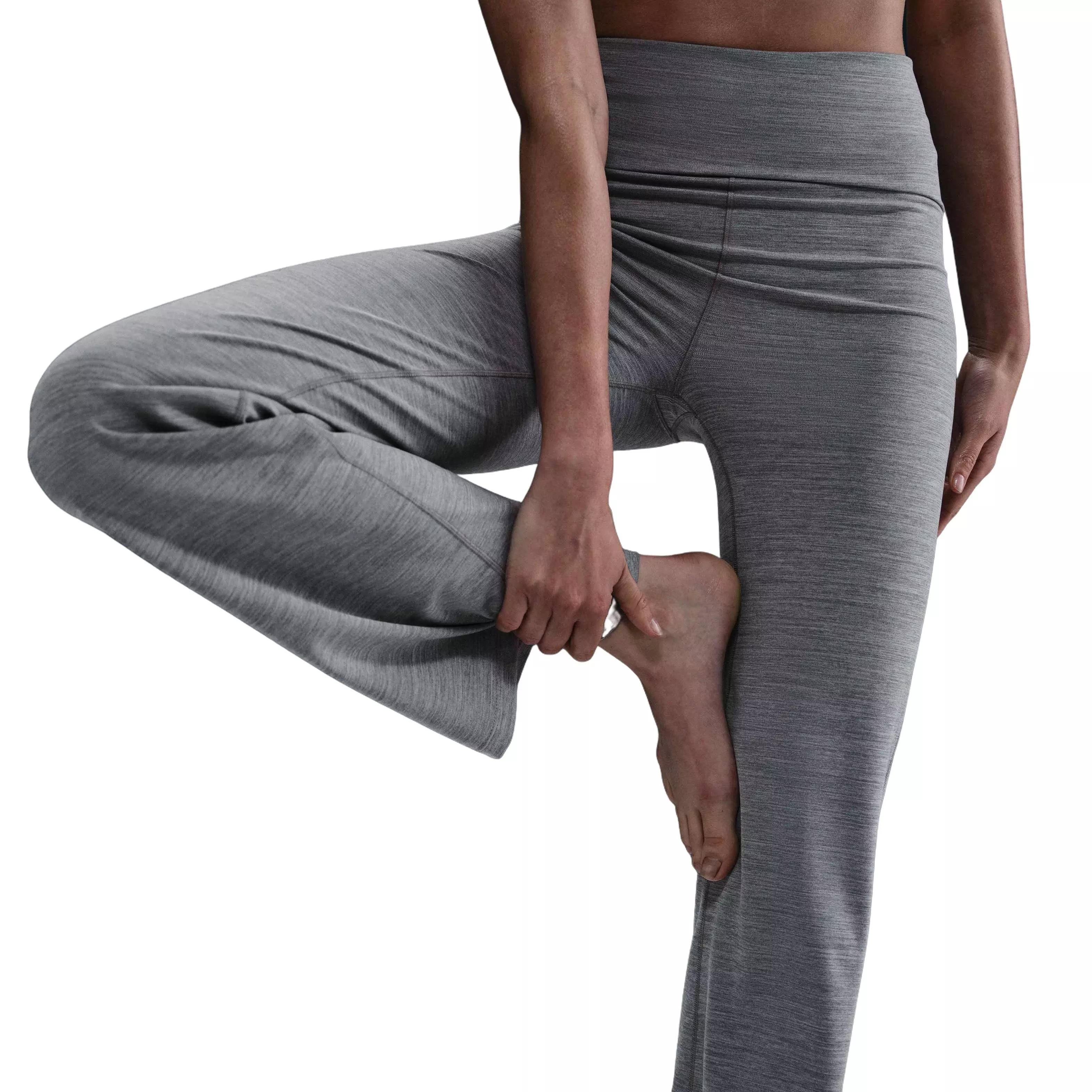 Nike Women's One Dri-FIT High-Waisted Fold-Over Pants - Grey - GREY