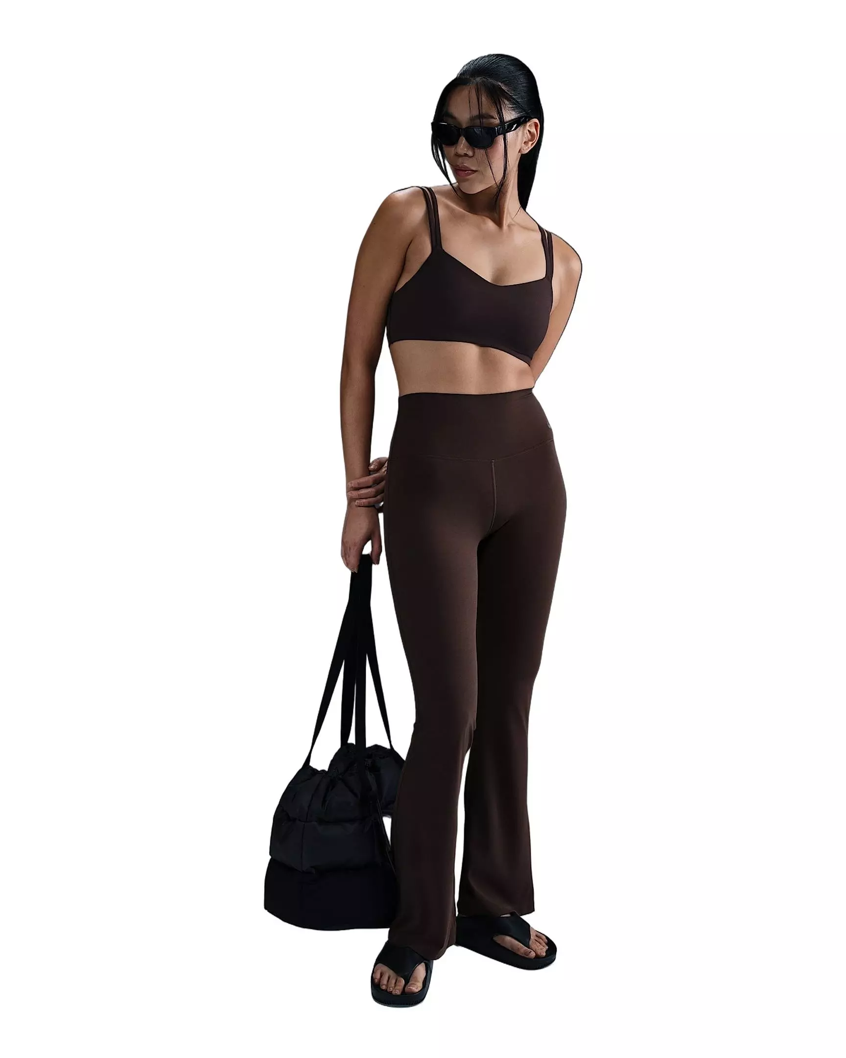 Nike Women's Zenvy High-Waisted Flared Leggings - Brown - BROWN