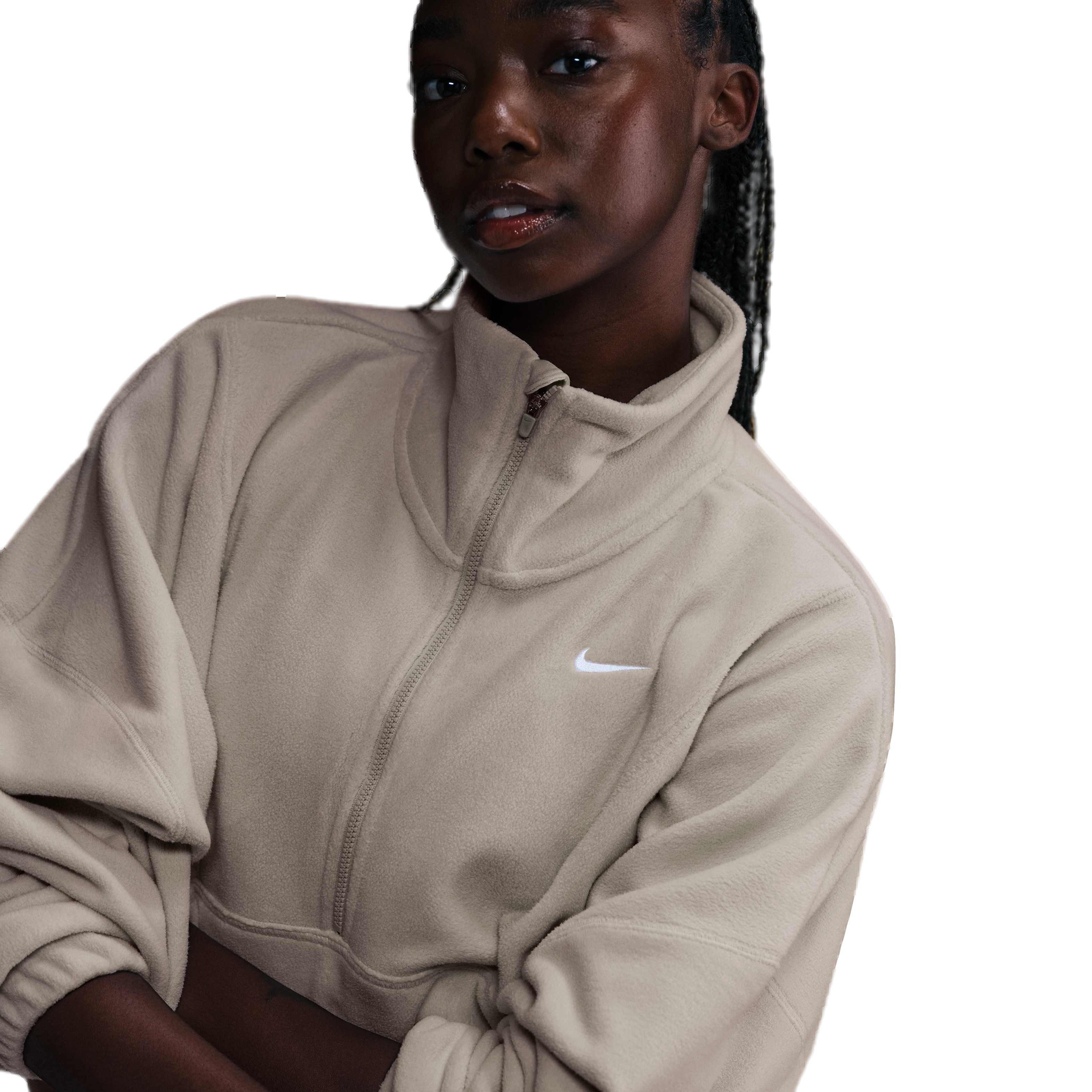 Nike Women's One Therma-FIT Oversized 1/2-Zip Fleece Top - Brown - BROWN