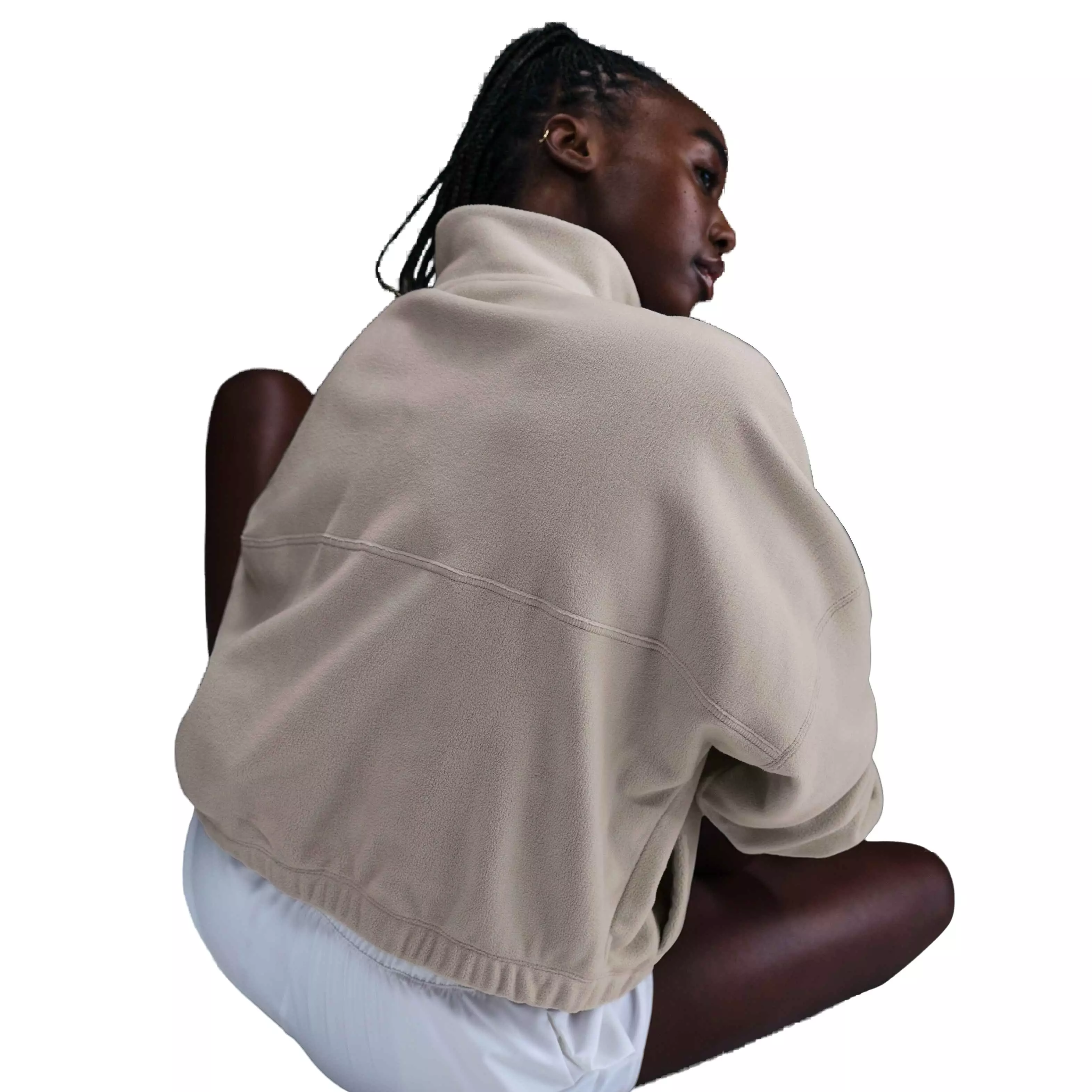 Nike Women's One Therma-FIT Oversized 1/2-Zip Fleece Top - Brown - BROWN