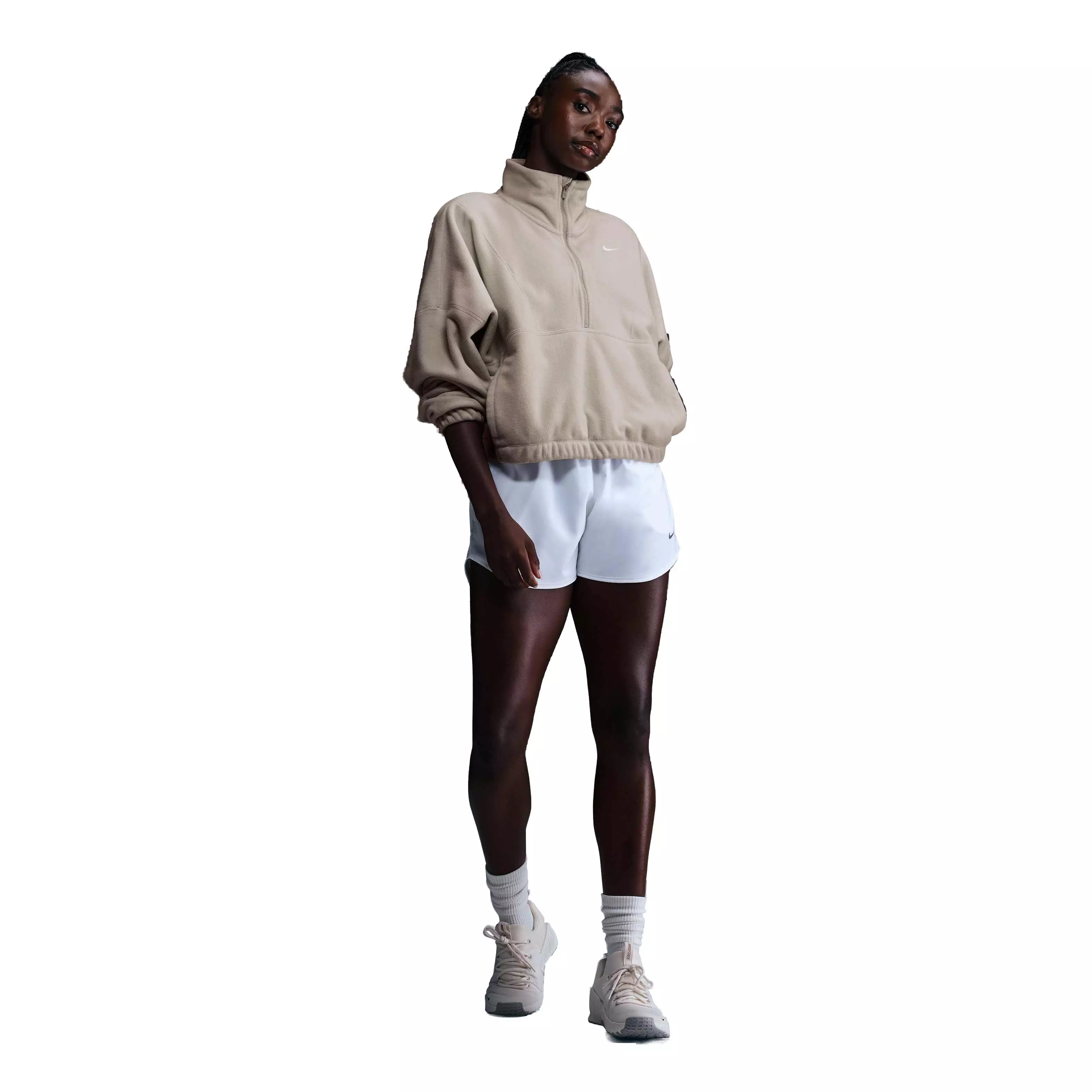 Nike Women's One Therma-FIT Oversized 1/2-Zip Fleece Top - Brown - BROWN