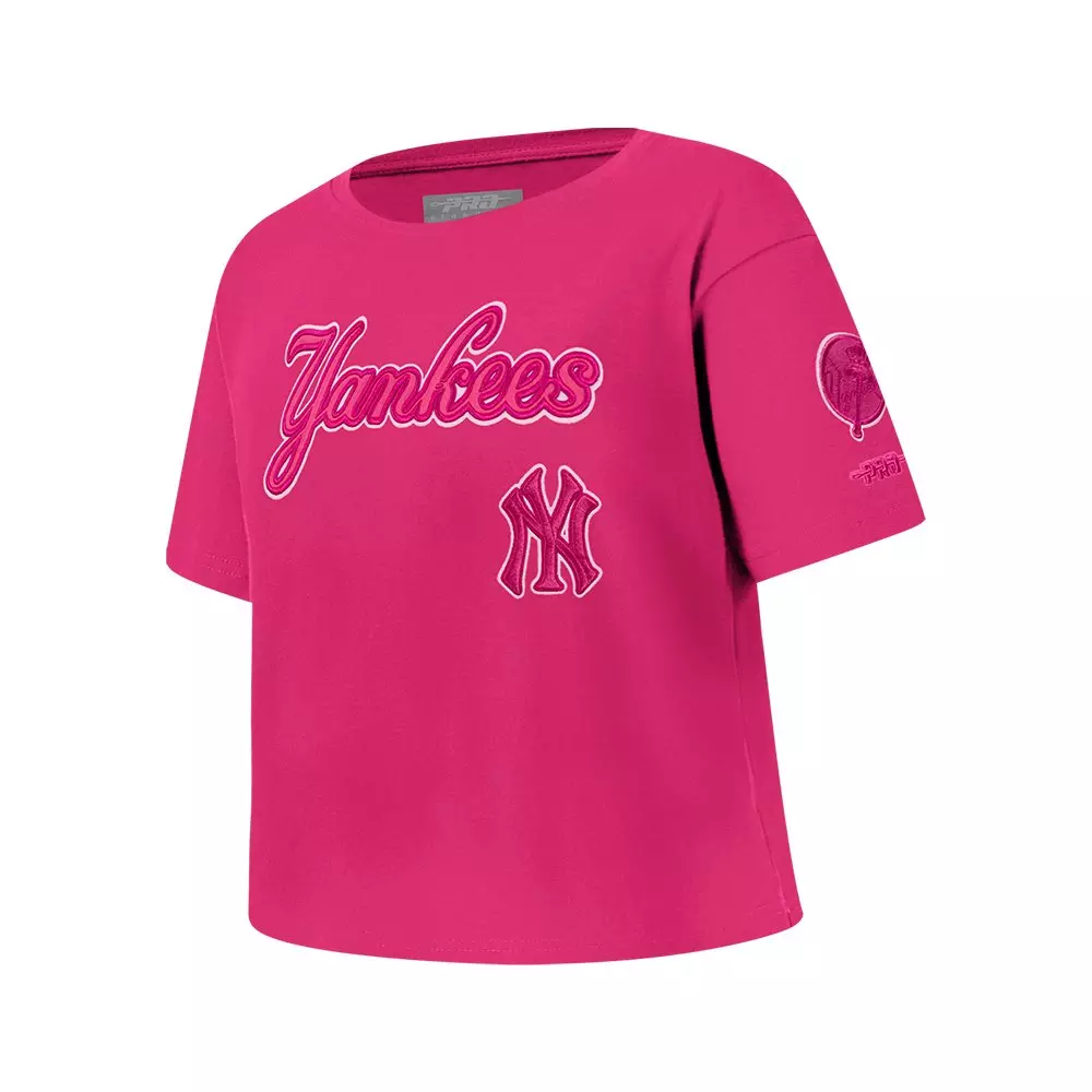 Pro Standard Big Girls' MLB New York Yankees Triple Pink Short Sleeve Boxy Top - PINK