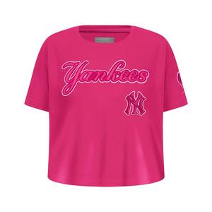 Pro Standard Big Girls' MLB New York Yankees Triple Pink Short Sleeve Boxy Top