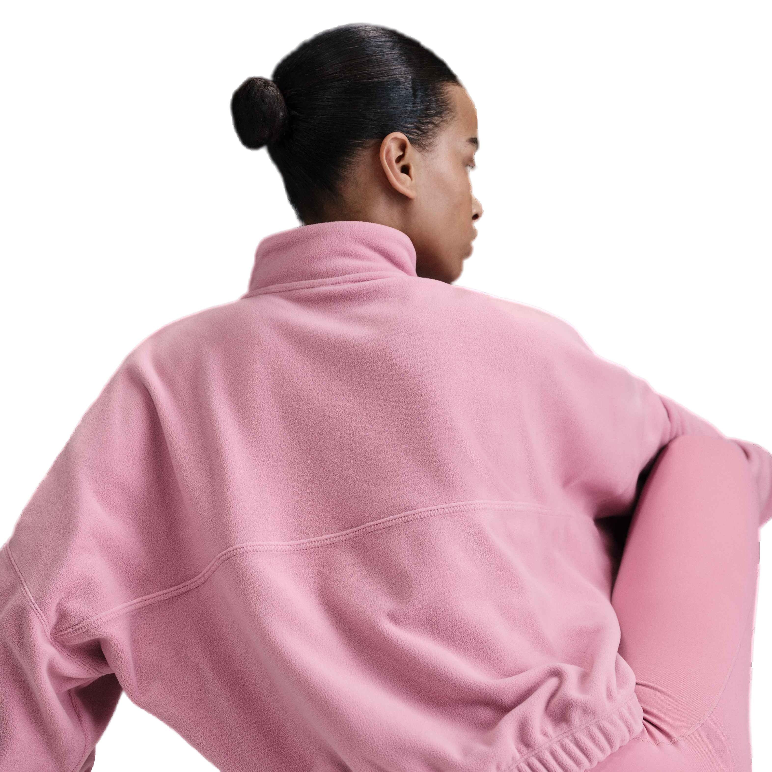 Nike Women's One Therma-FIT Oversized 1/2-Zip Fleece Top - Pink - PINK Thumbnail View 2