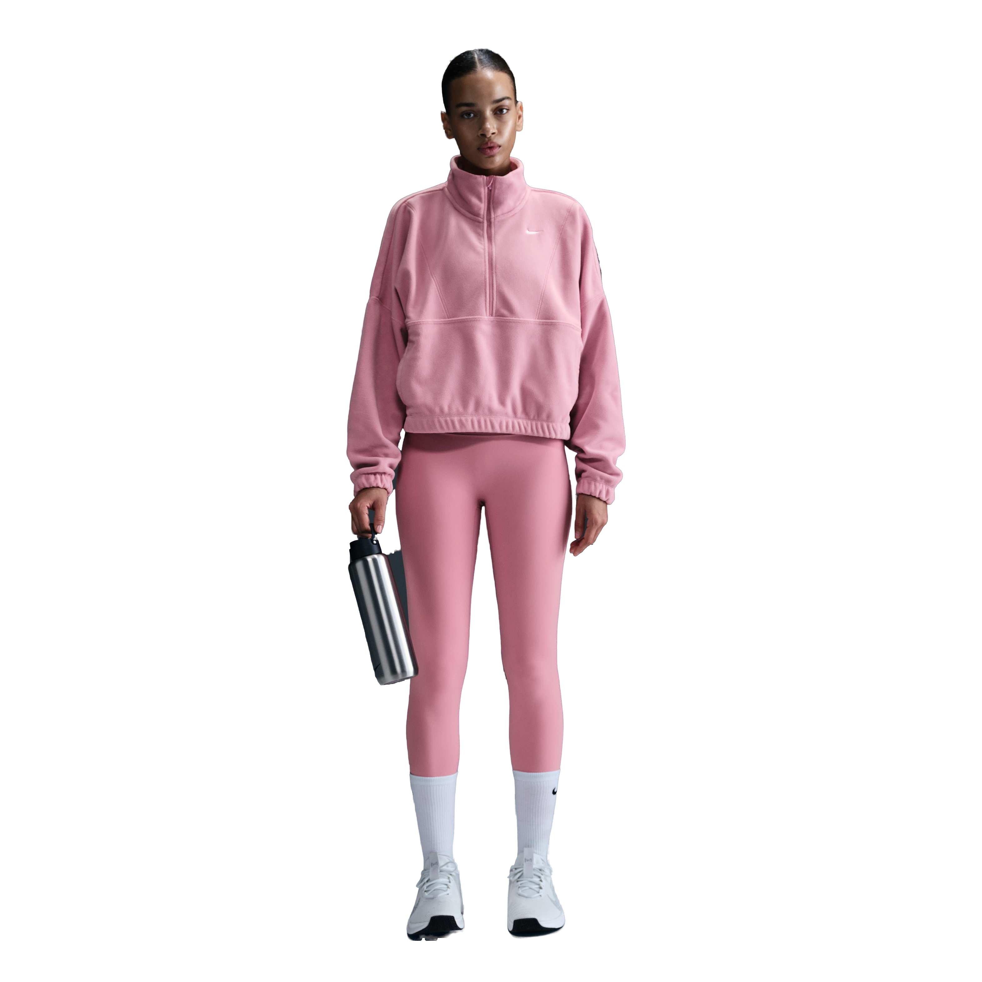 Nike Women's One Therma-FIT Oversized 1/2-Zip Fleece Top - Pink - PINK Thumbnail View 4