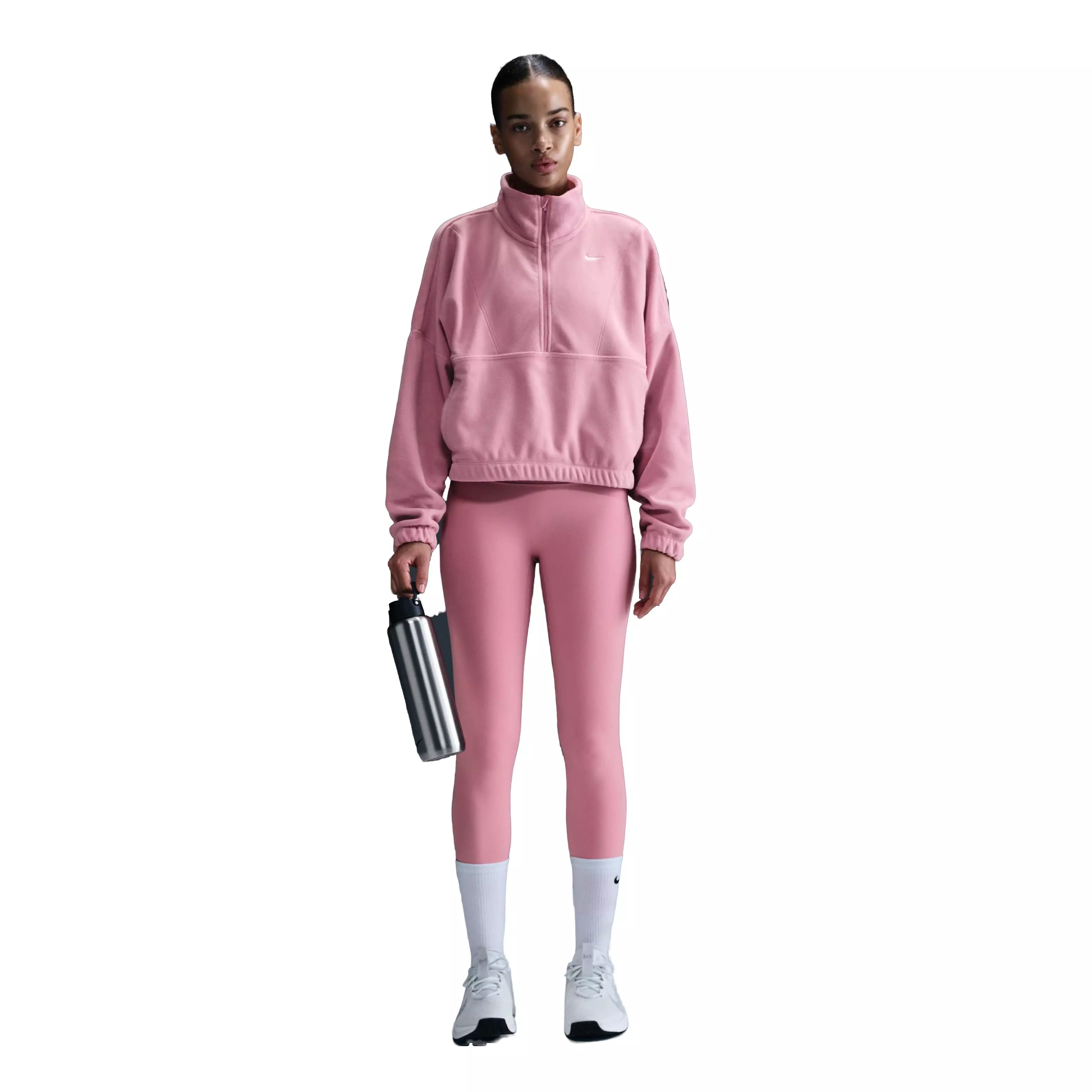 Nike Women's One Therma-FIT Oversized 1/2-Zip Fleece Top - Pink - PINK