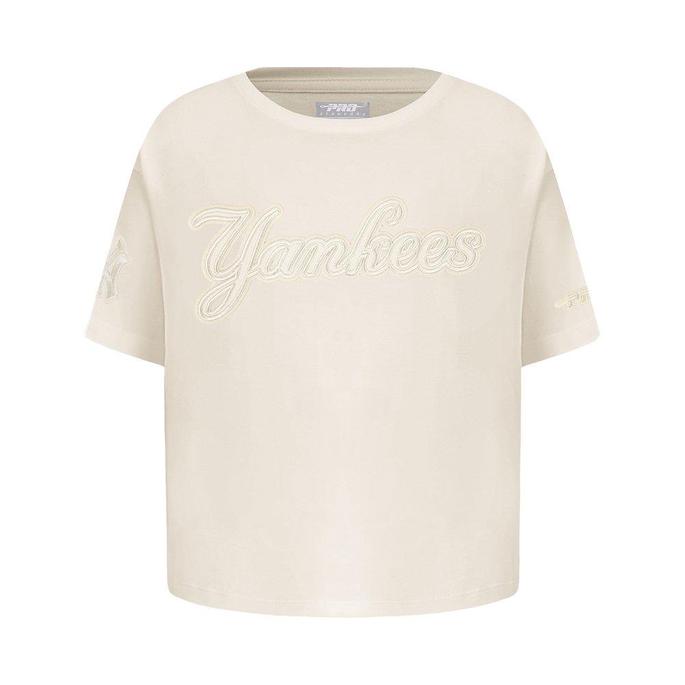 Pro Standard MLB New York Yankees Neutral Big Girls' Cream Short Sleeve Boxy Top