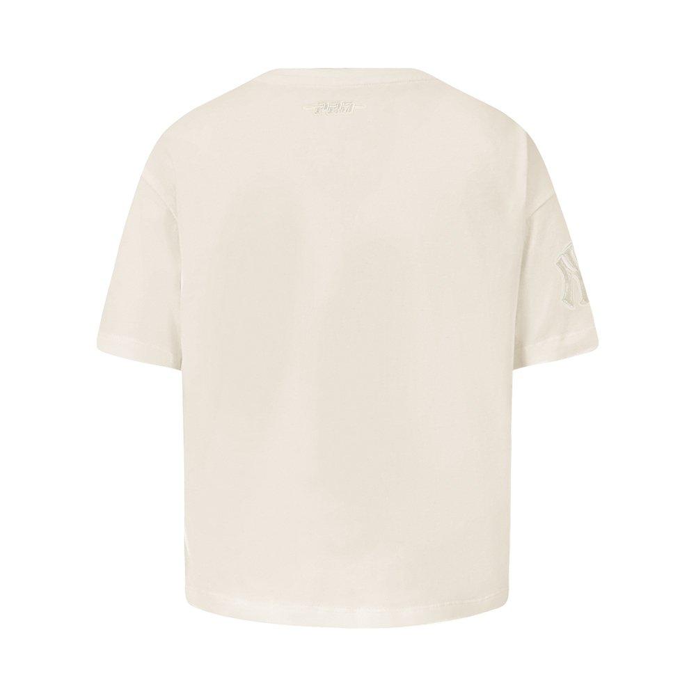 Pro Standard MLB New York Yankees Neutral Big Girls' Cream Short Sleeve Boxy Top