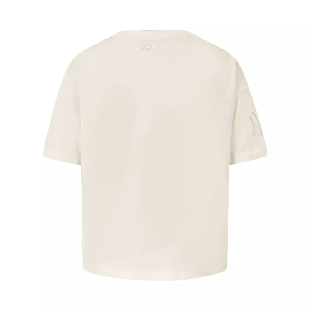 Pro Standard Big Girls' MLB New York Yankees Neutral Short Sleeve Boxy Top -Cream - CREAM