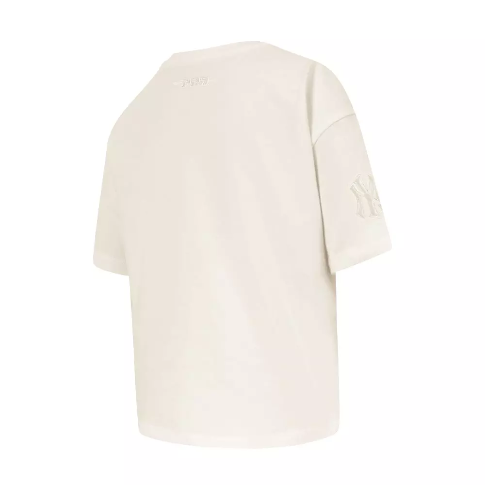 Pro Standard Big Girls' MLB New York Yankees Neutral Short Sleeve Boxy Top - Cream - CREAM