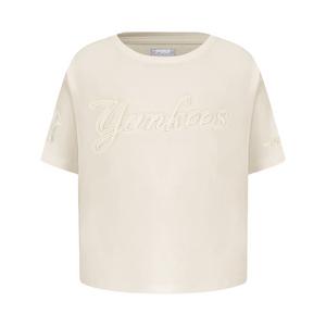 Pro Standard Big Girls' MLB New York Yankees Neutral Short Sleeve Boxy Top -Cream