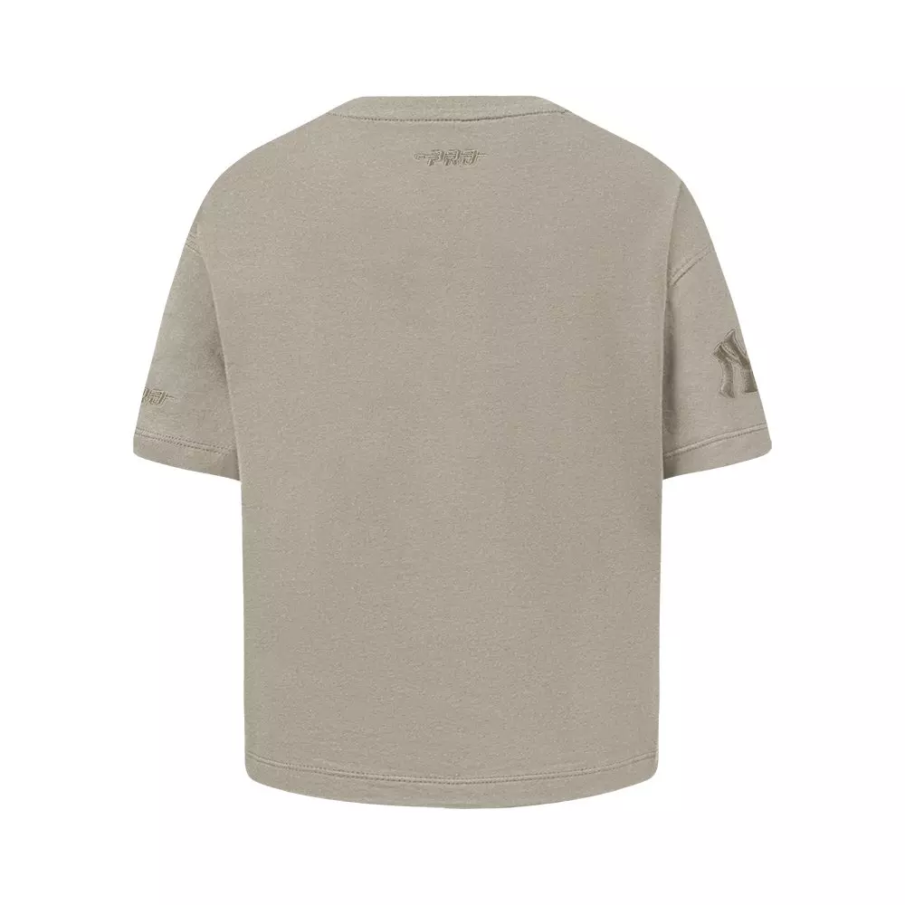 Pro Standard Big Girls' MLB New York Yankees Neutral Short Sleeve Boxy Top -Khaki - KHAKI