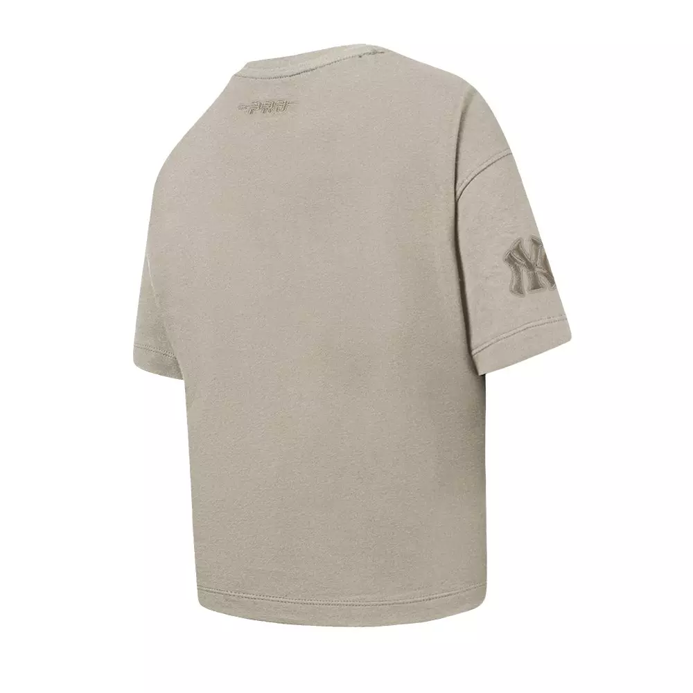 Pro Standard Big Girls' MLB New York Yankees Neutral Short Sleeve Boxy Top - Khaki - KHAKI