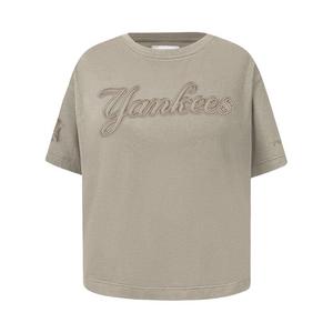 Pro Standard Big Girls' MLB New York Yankees Neutral Short Sleeve Boxy Top -Khaki
