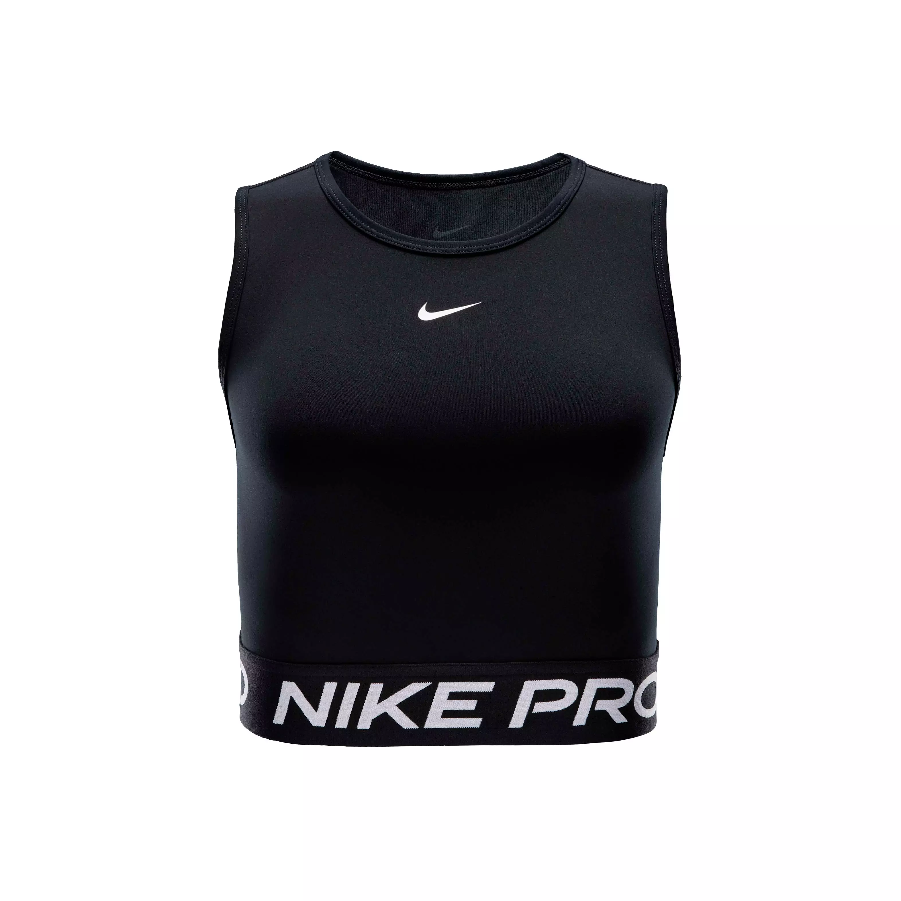 Nike Women's Pro Dri-FIT Cropped Tank Top - Black/White - BLACK/WHITE
