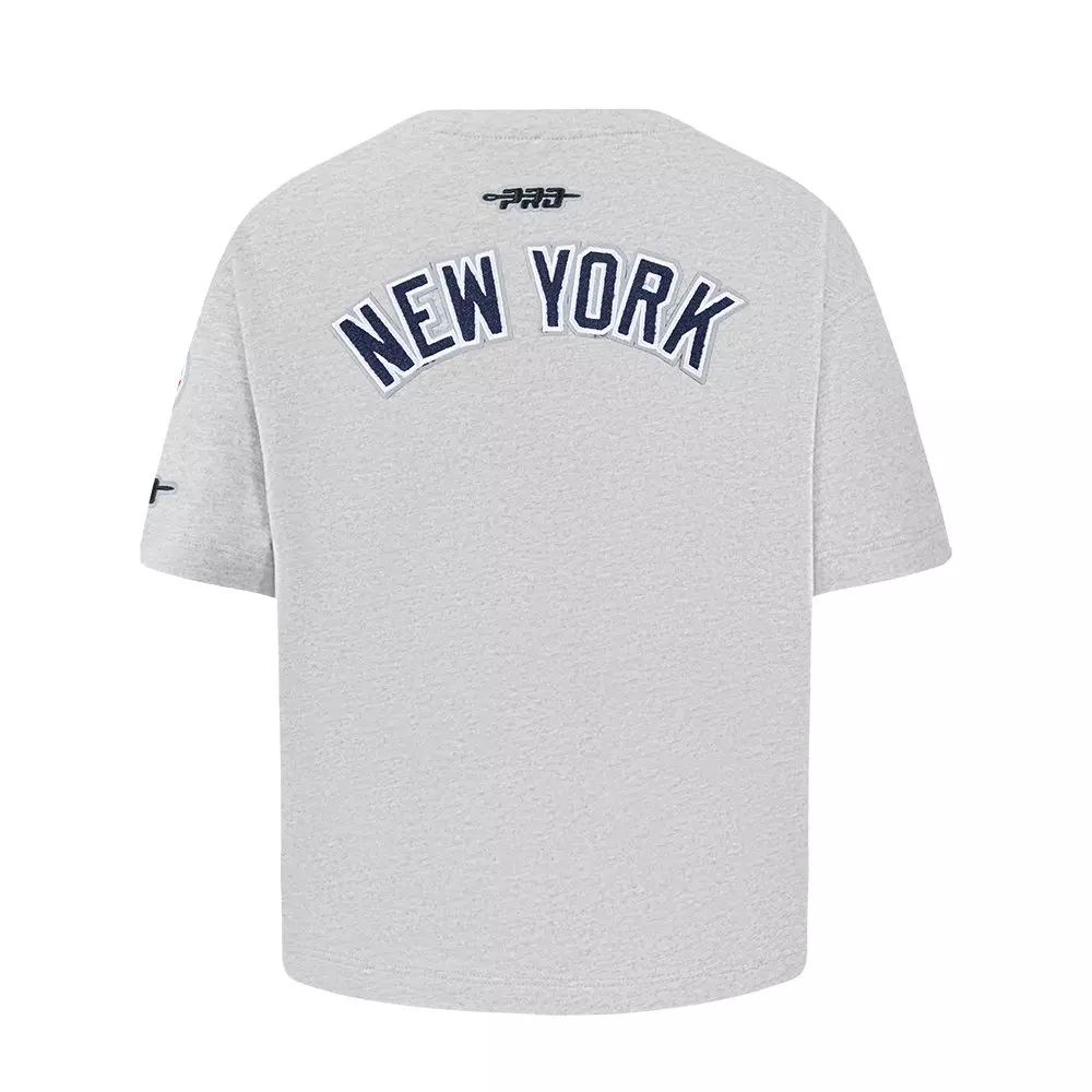 Pro Standard Big Girls' MLB New York Yankees Classic Short Sleeve Boxy Top -Grey - DK GREY