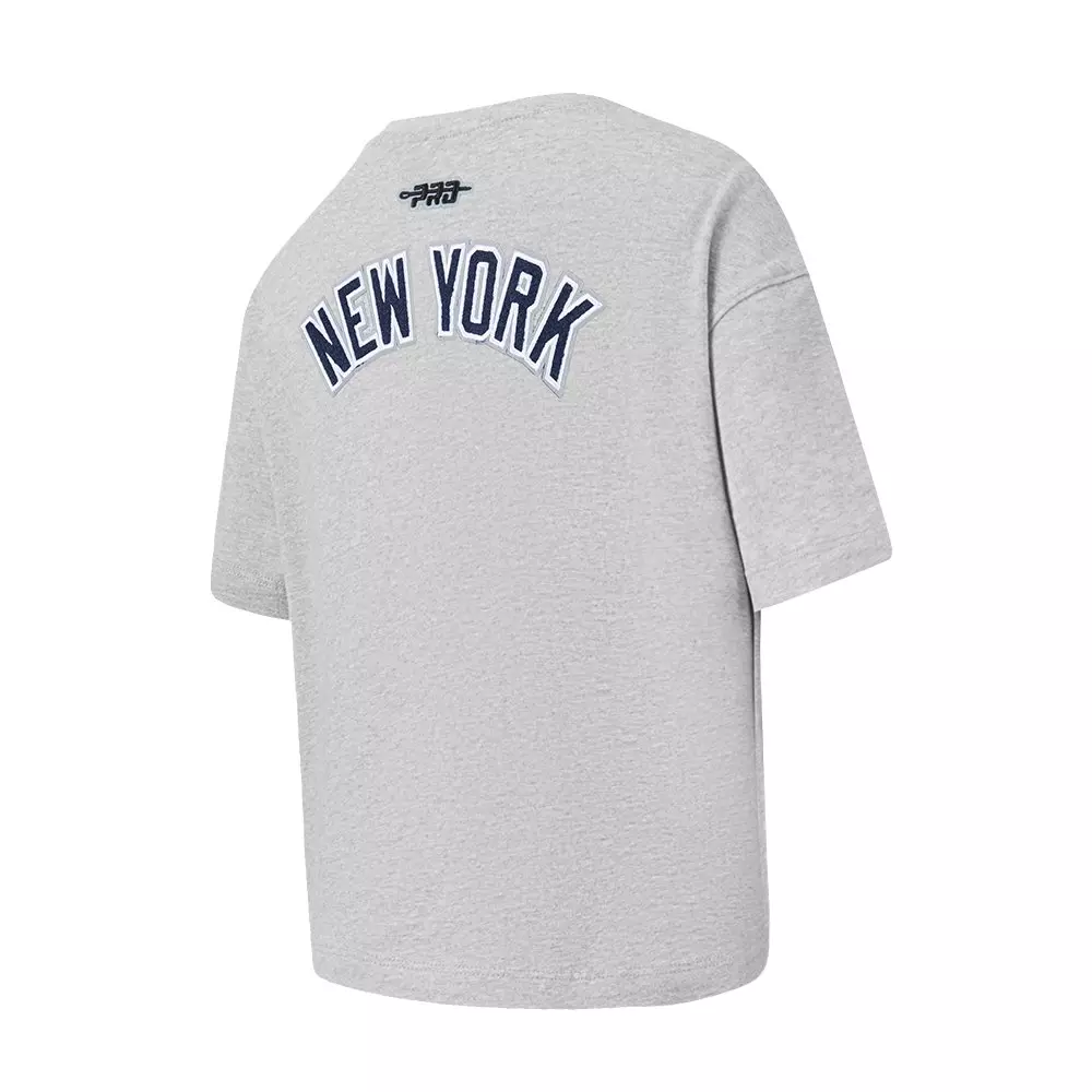Pro Standard Big Girls' MLB New York Yankees Classic Short Sleeve Boxy Top -Grey - DK GREY