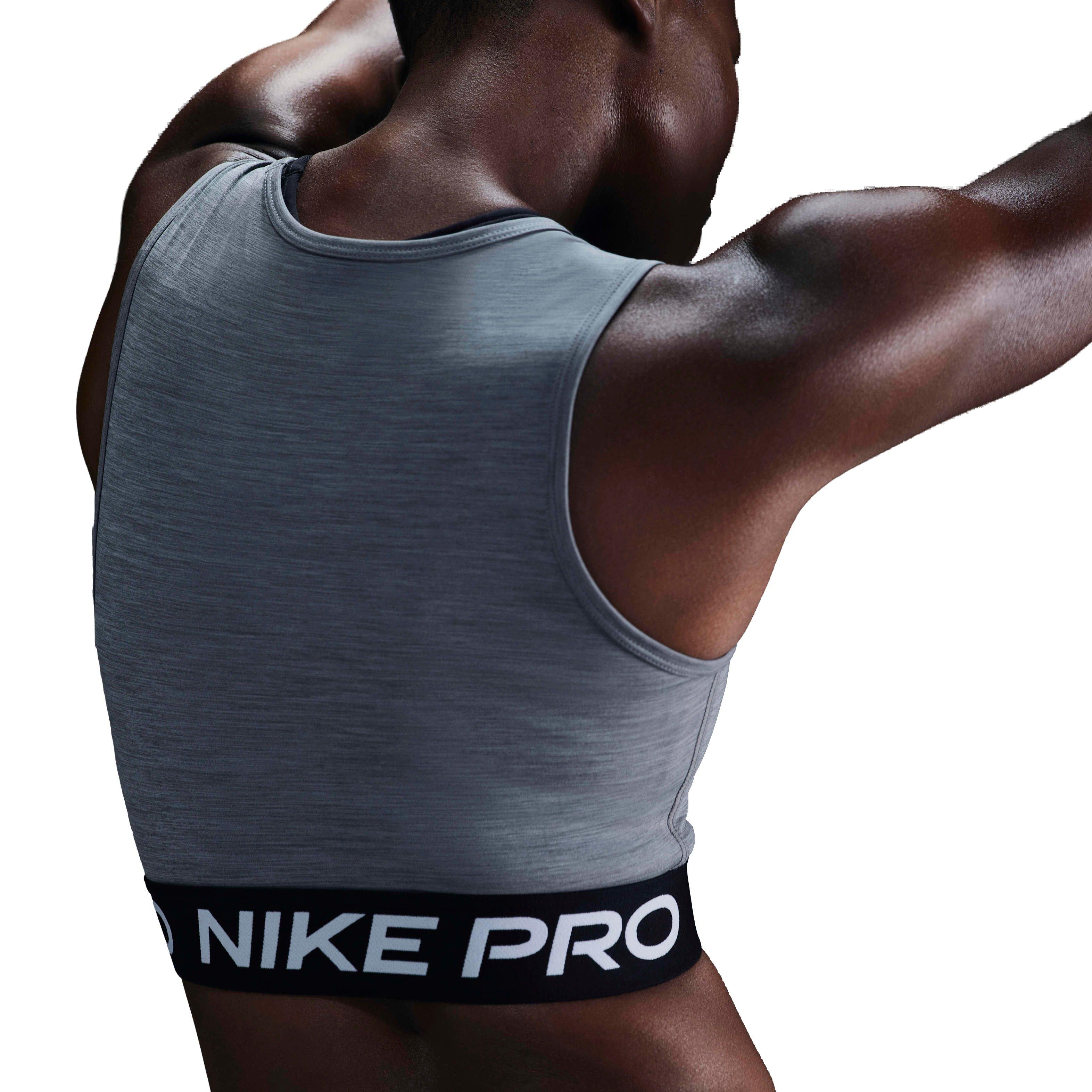 Nike Women's Pro Dri-FIT Cropped Tank Top - Grey - GREY Thumbnail View 2