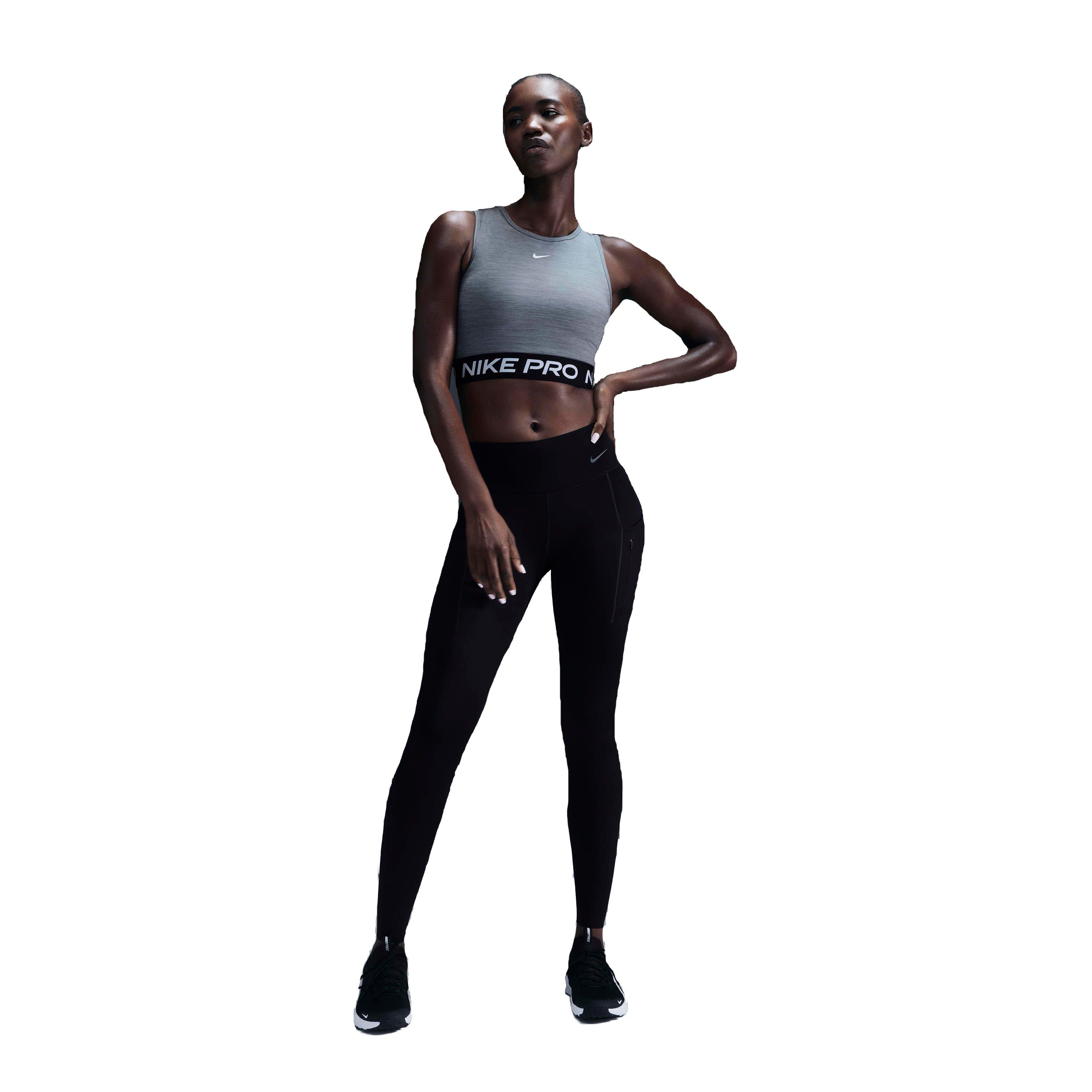 Nike Women's Pro Dri-FIT Cropped Tank Top - Grey - GREY Thumbnail View 4