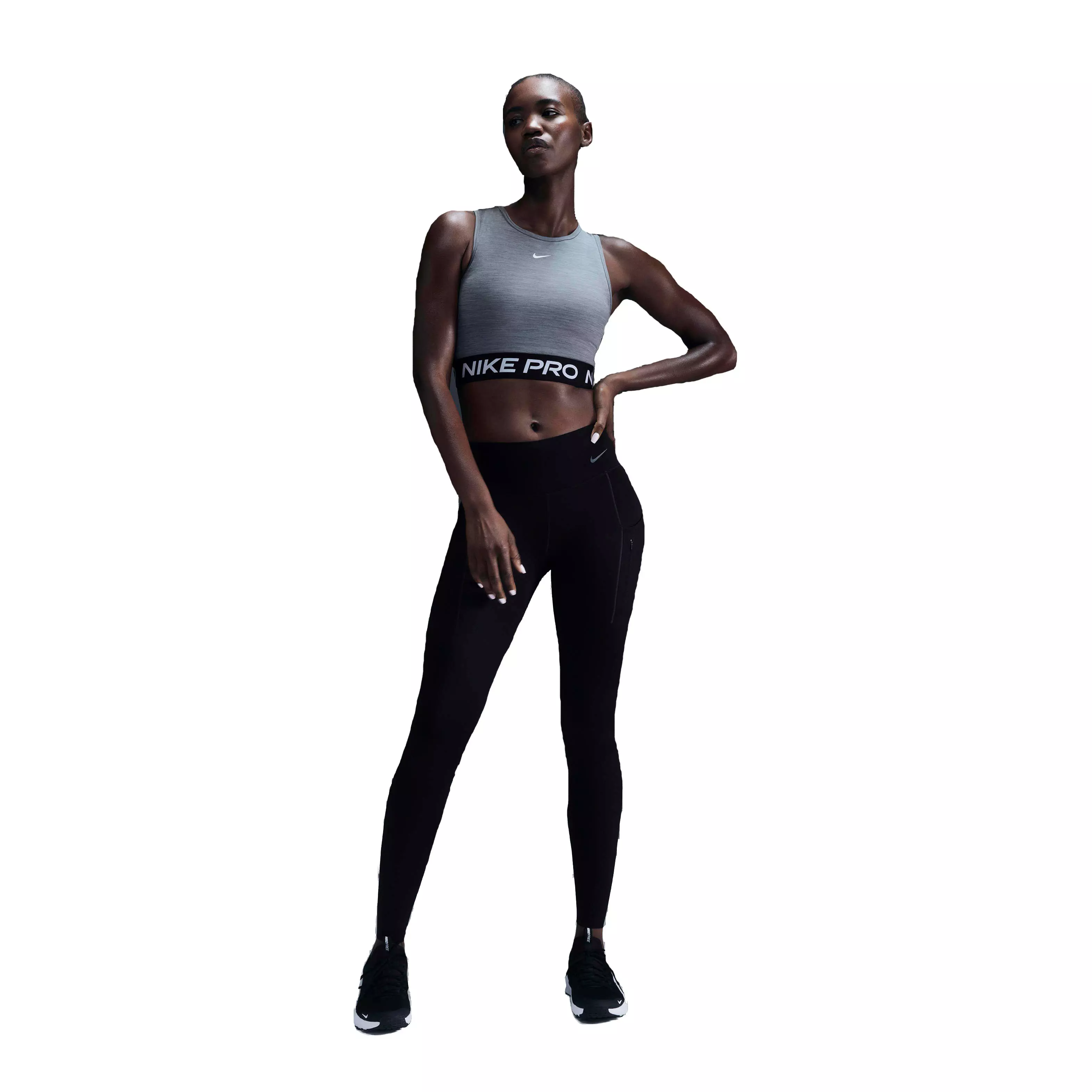 Nike Women's Pro Dri-FIT Cropped Tank Top - Grey - GREY