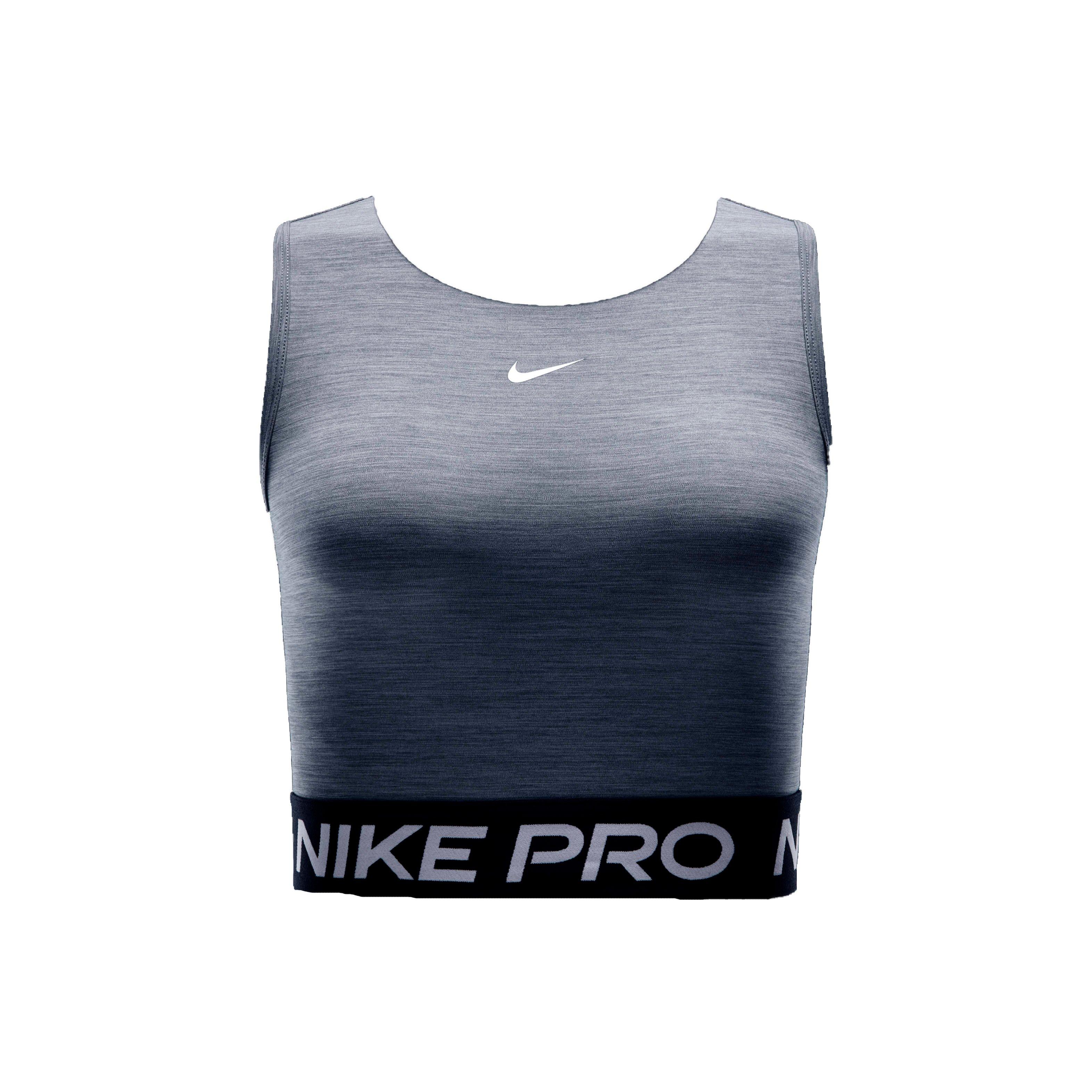 Nike Women's Pro Dri-FIT Cropped Tank Top - Grey - GREY Thumbnail View 6