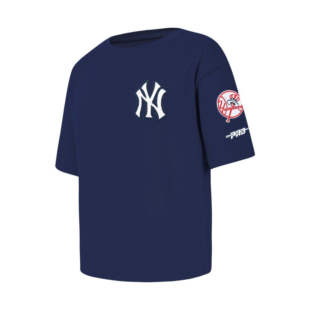 Pro Standard Big Girls' MLB New York Yankees Classic Short Sleeve Boxy Top - Navy - NAVY Thumbnail View 3