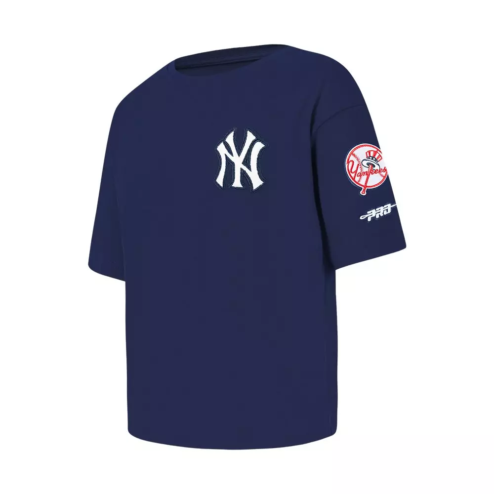 Pro Standard Big Girls' MLB New York Yankees Classic Short Sleeve Boxy Top - Navy - NAVY