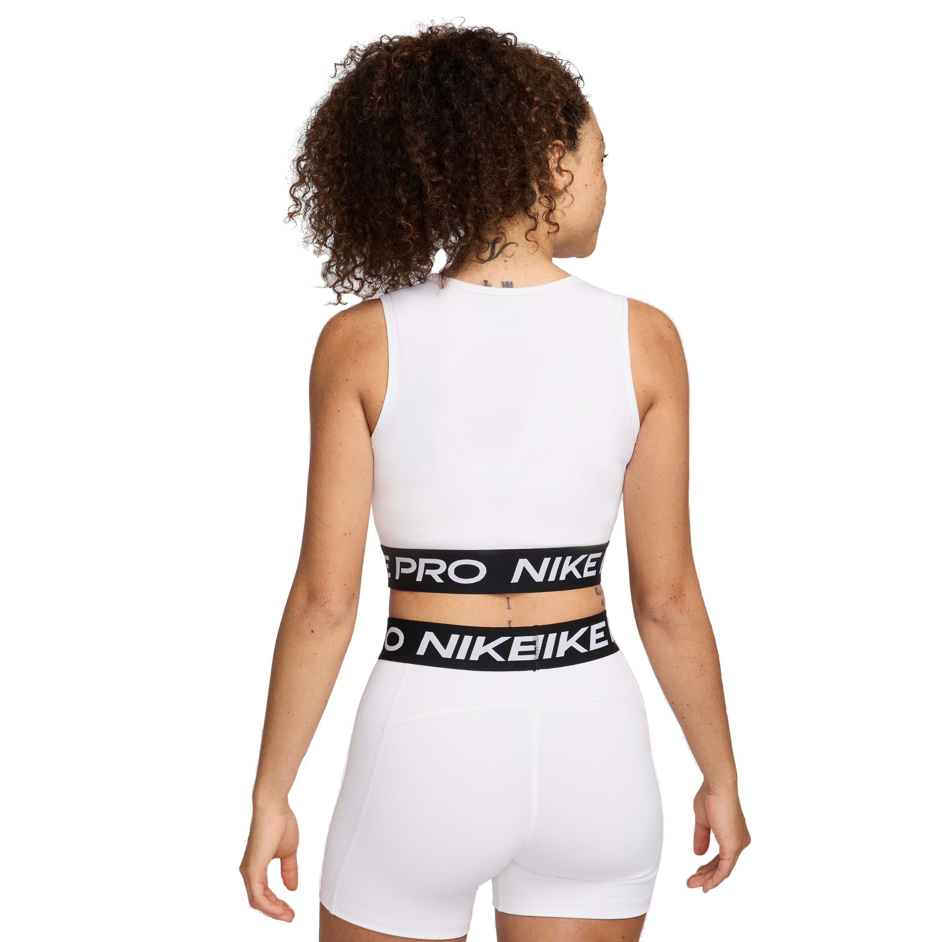 Nike Women's Pro Dri-FIT Cropped Tank Top - White - WHITE Thumbnail View 2