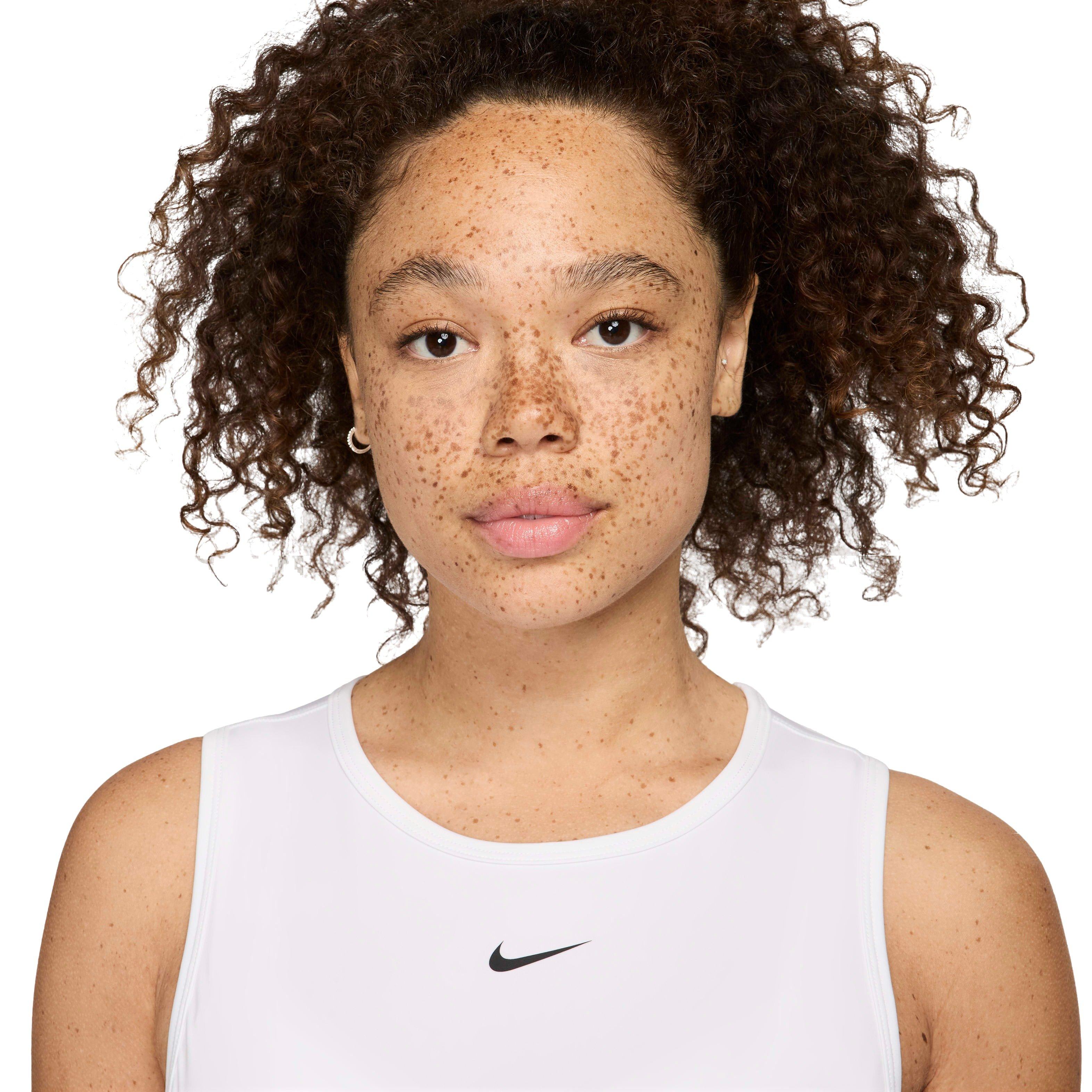 Nike Women's Pro Dri-FIT Cropped Tank Top - White - WHITE Thumbnail View 3