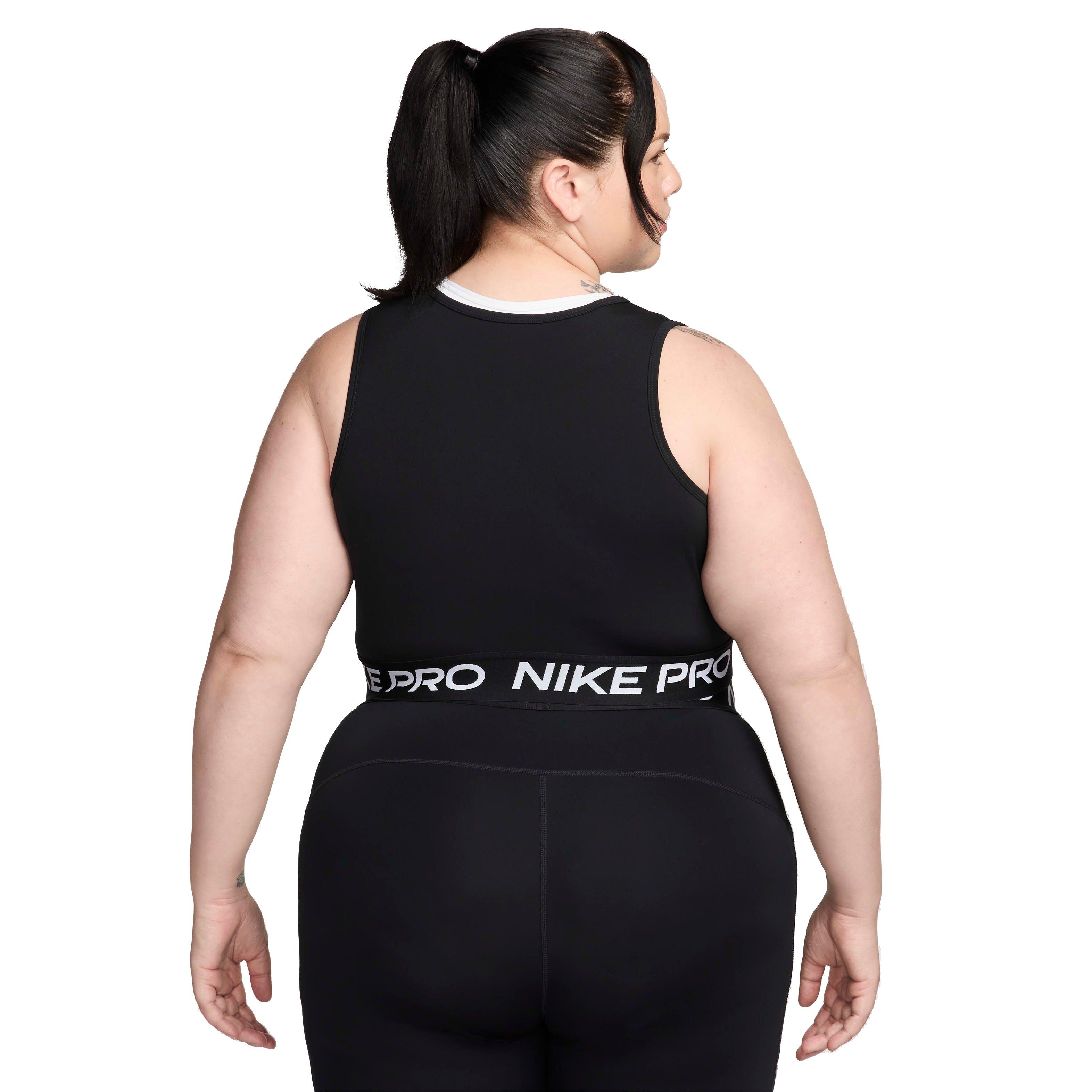Nike Women's Pro Cropped Dri-FIT Tank Top - Black - BLACK Thumbnail View 2