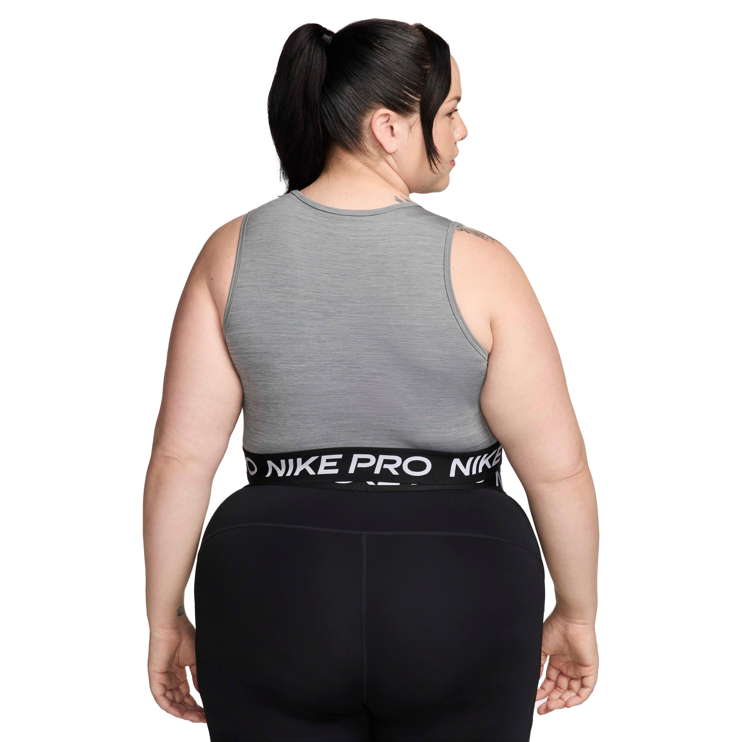 Nike Women's Pro Cropped Dri-FIT Tank Top - Grey - GREY Thumbnail View 2